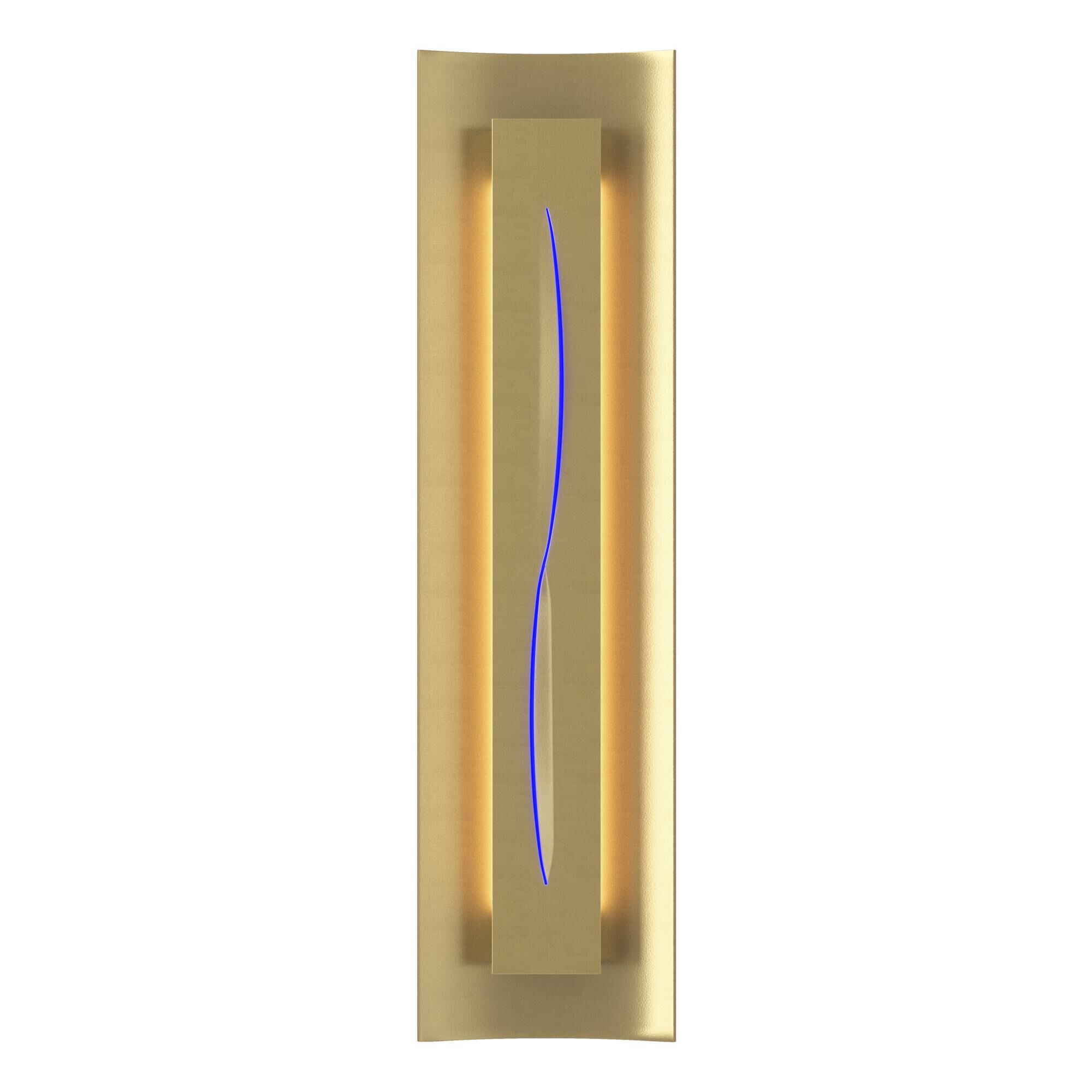 Shown in Modern Brass finish and Blue glass