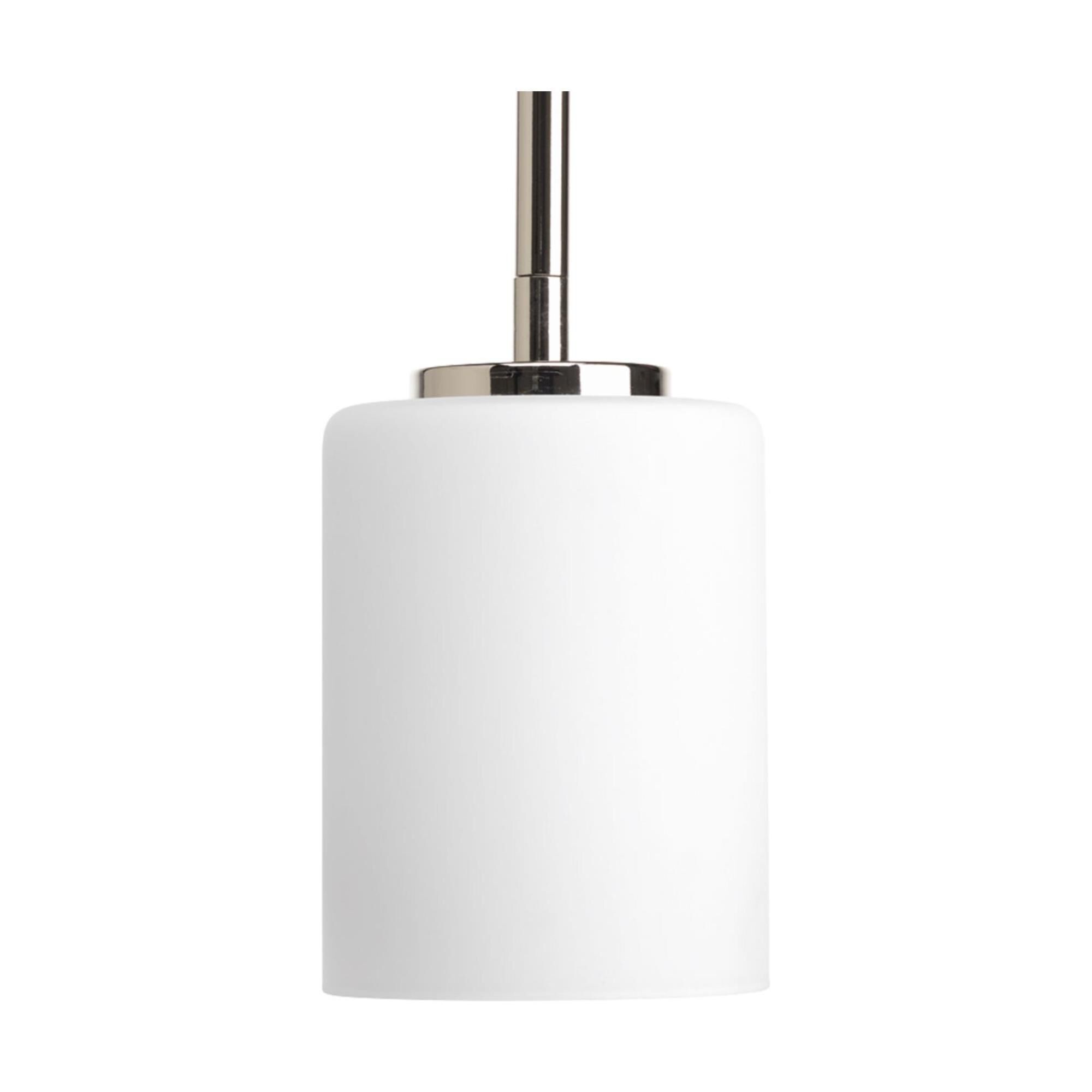 Shown in Polished Nickel finish and Etched Outside, Painted White Inside glass