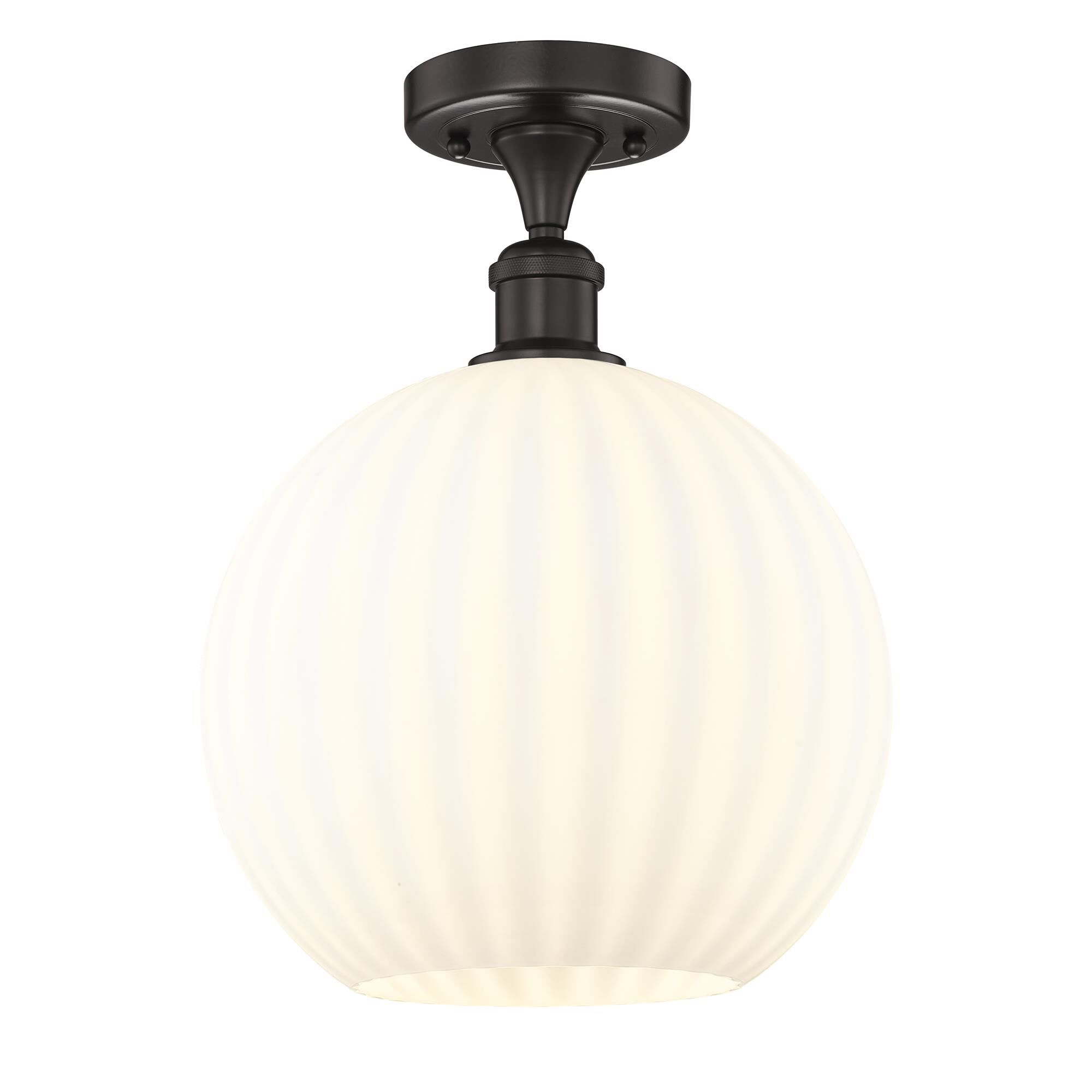 Shown in Oil Rubbed Bronze finish and White Venetian glass