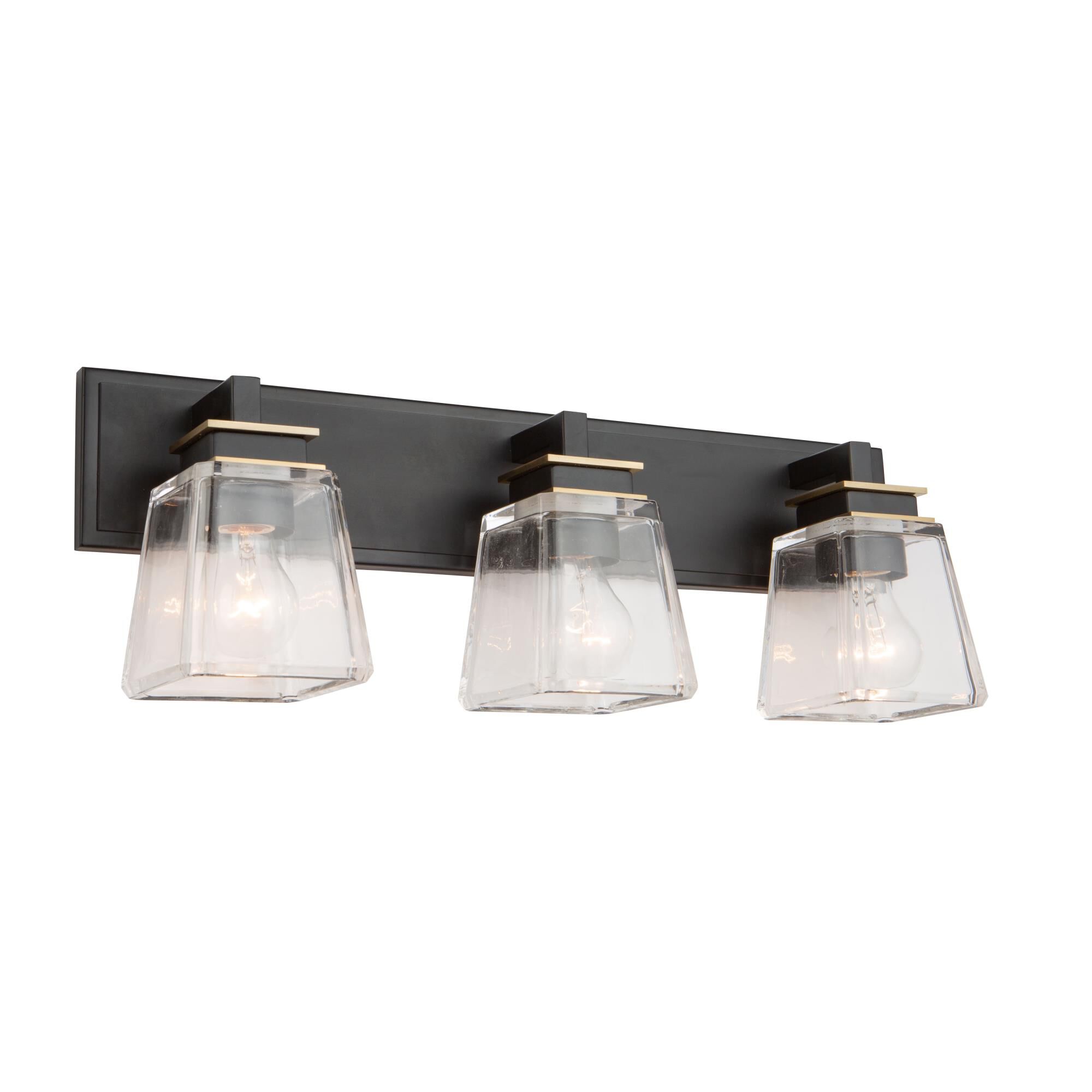 Shown in Black & Brass finish and Glass shade