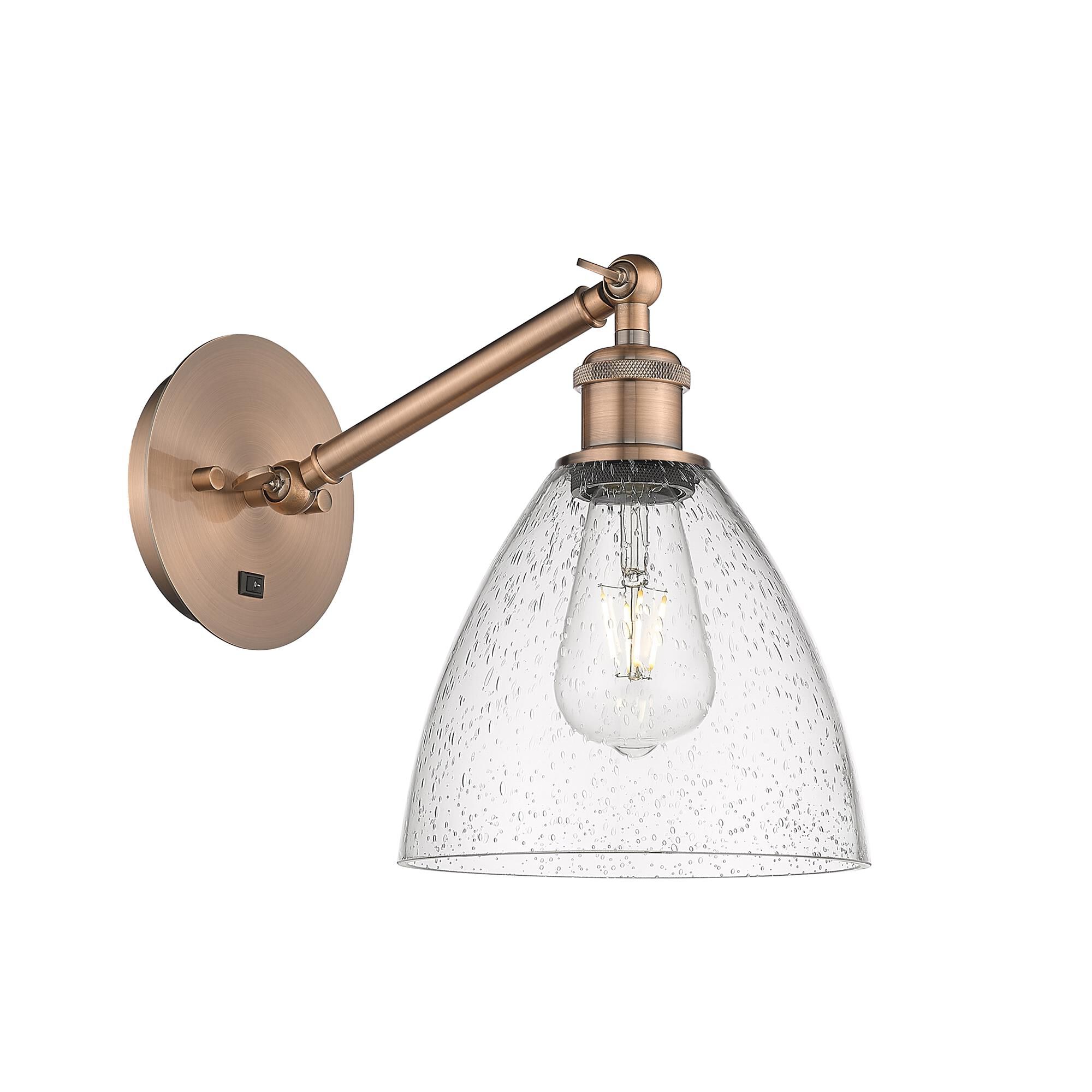 Shown in Antique Copper finish and Seedy Ballston Dome glass