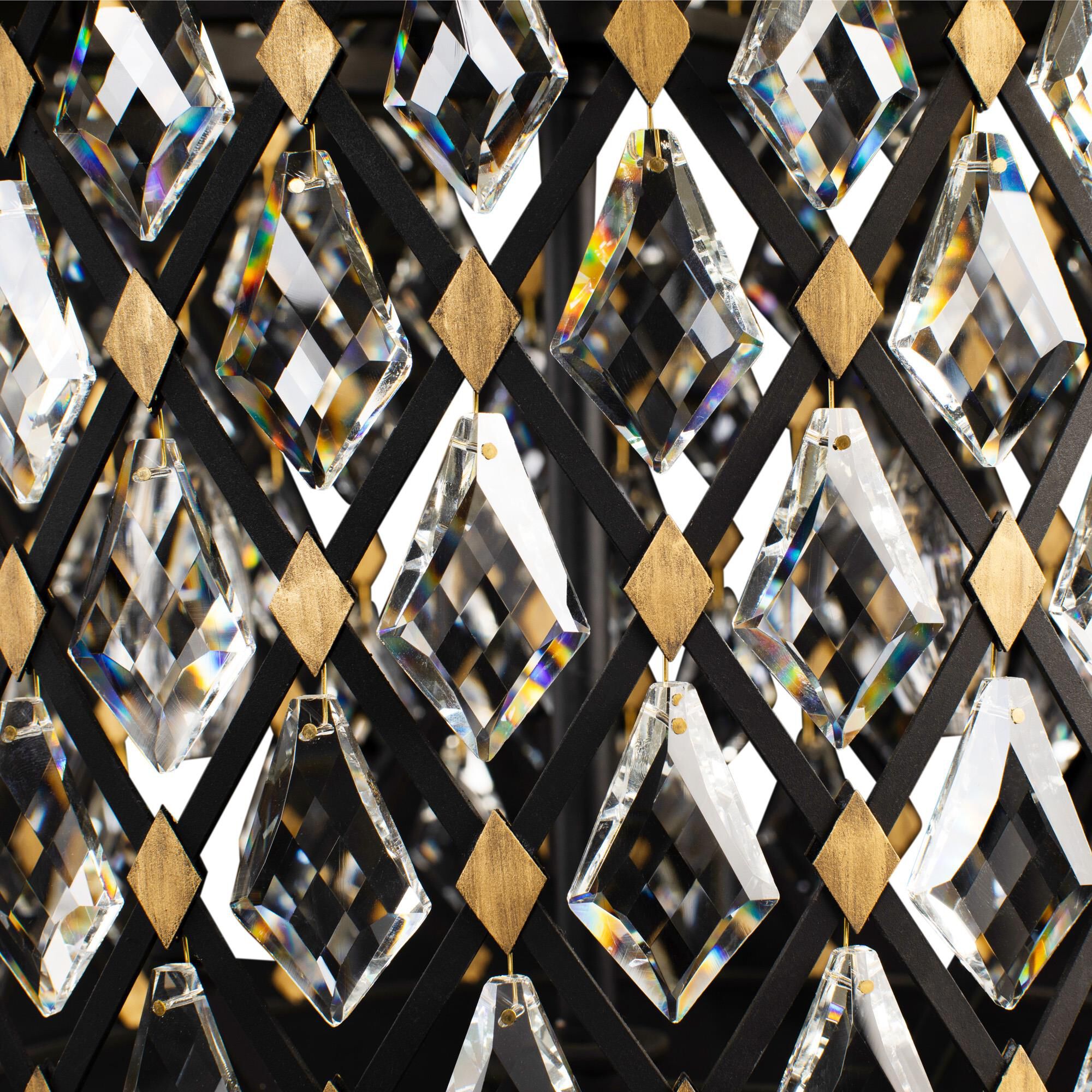 Shown in Black finish and Clear crystal