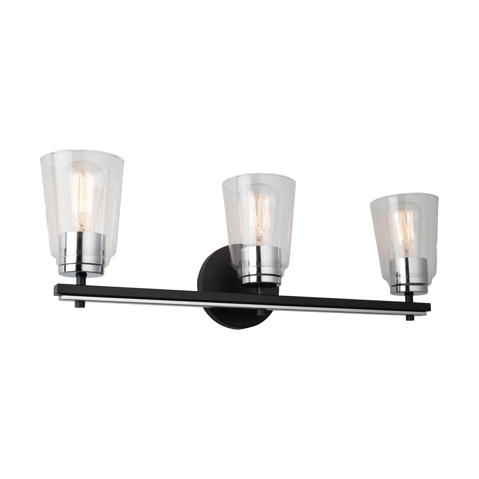 Shown in Black And Chrome finish and Glass shade
