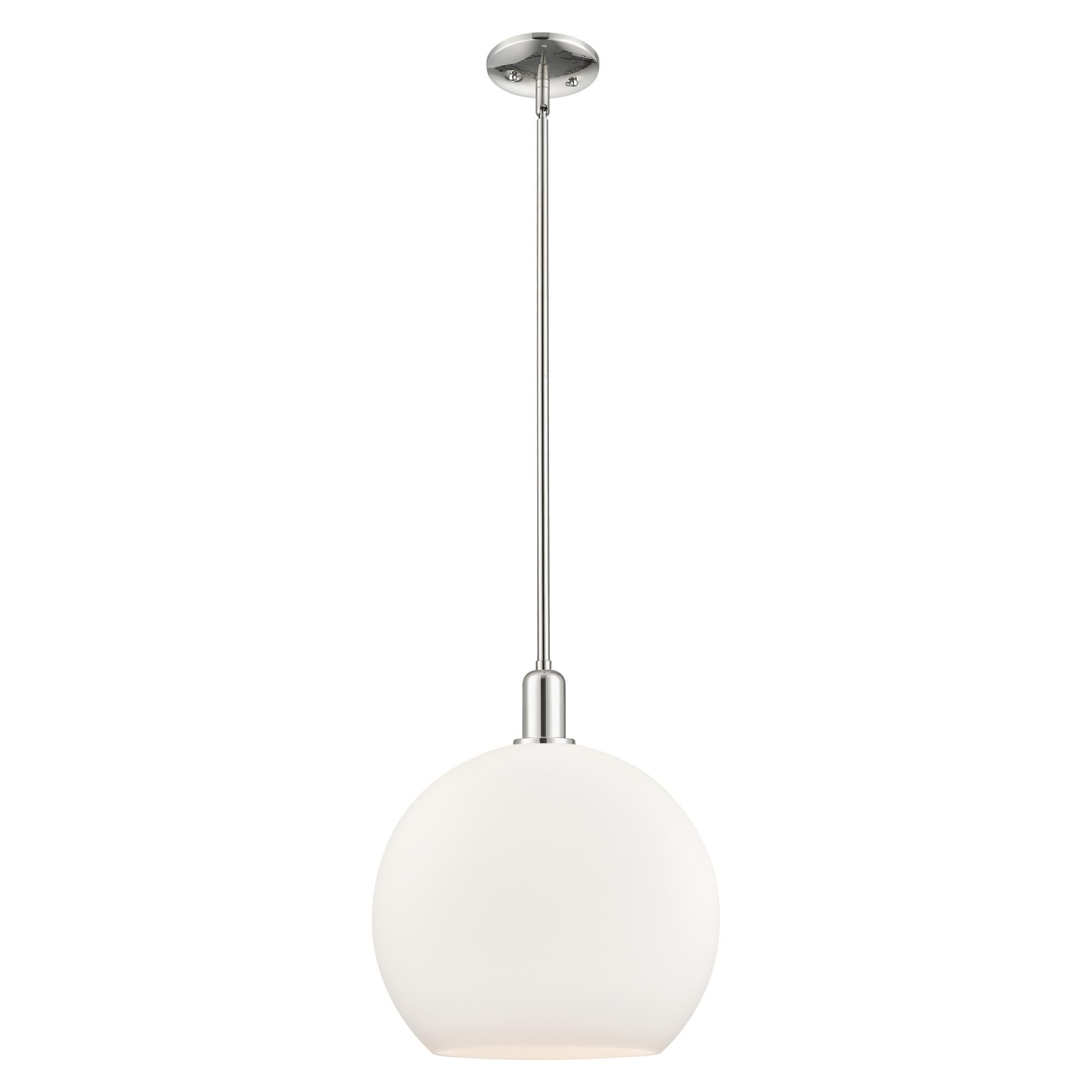 Shown in Polished Nickel finish and Matte White glass