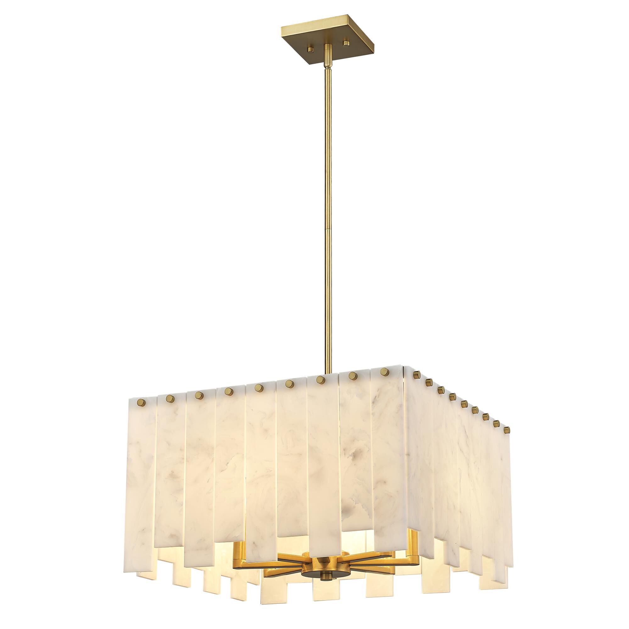 Shown in Rubbed Brass finish and Alabaster Resin shade