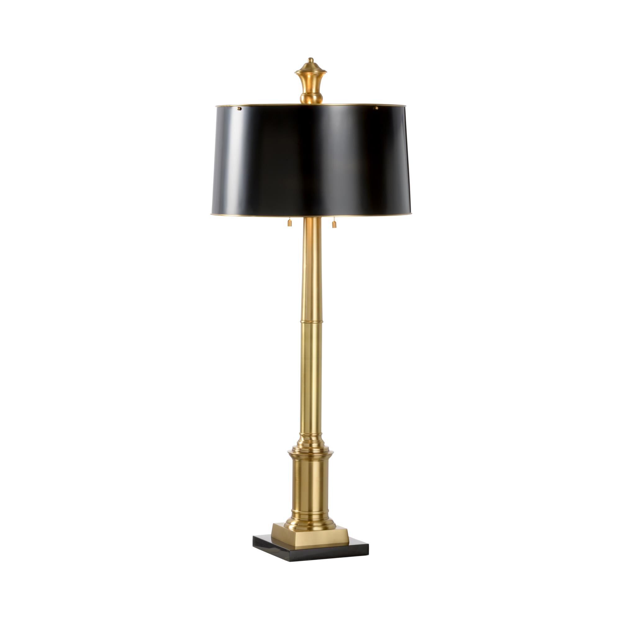 Shown in Antique Brass finish and Black Paint shade