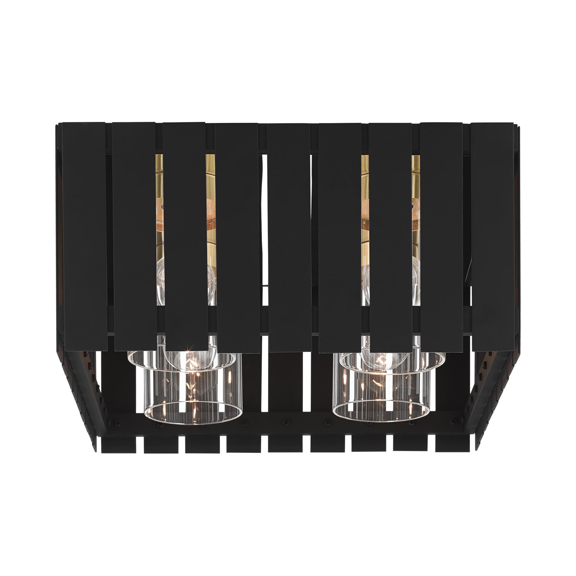 Shown in Black With Satin Brass Accents finish and Clear glass and Clear Glass shade