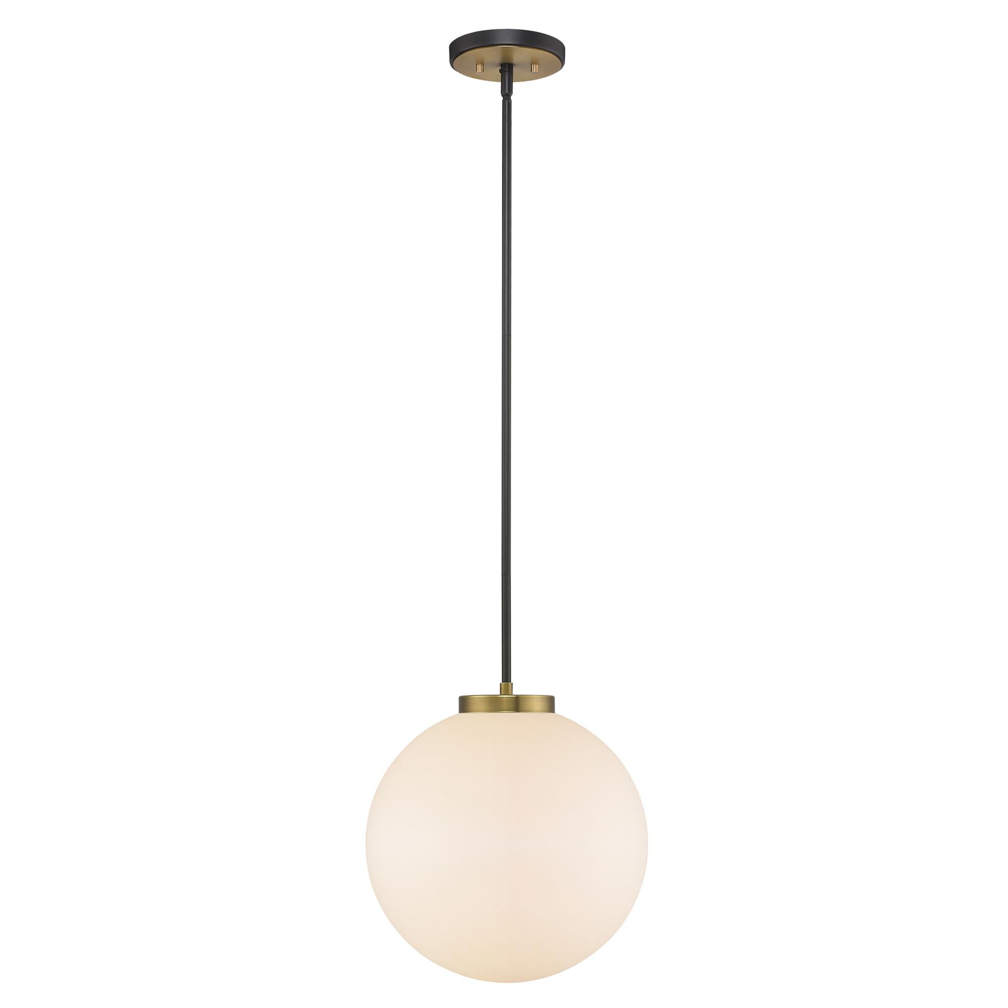 Shown in Matte Black + Olde Brass finish and Glass shade