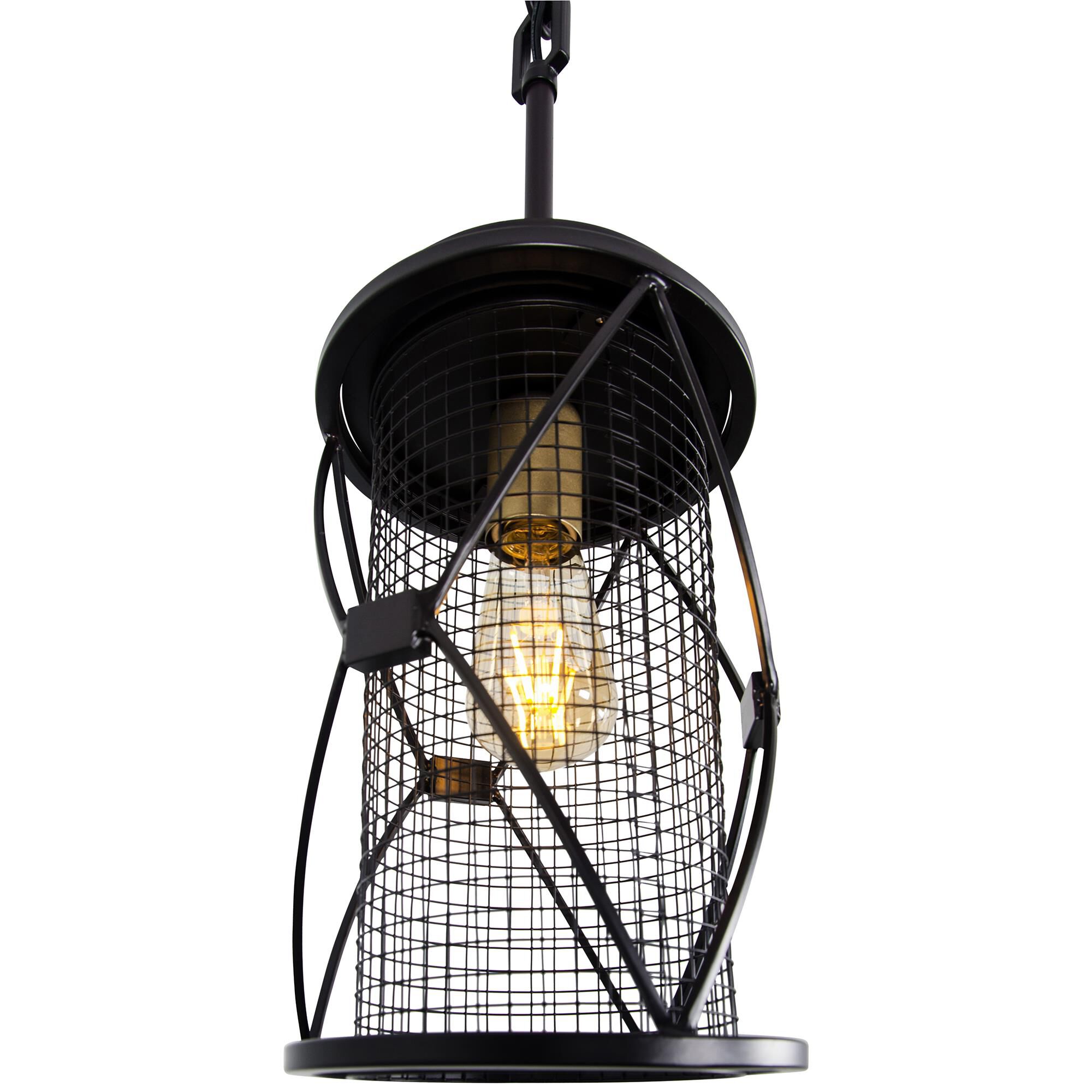 Shown in Warm Bronze/Gold finish and Warm Bronze Diamond Shaped Metalwork Over Mesh shade