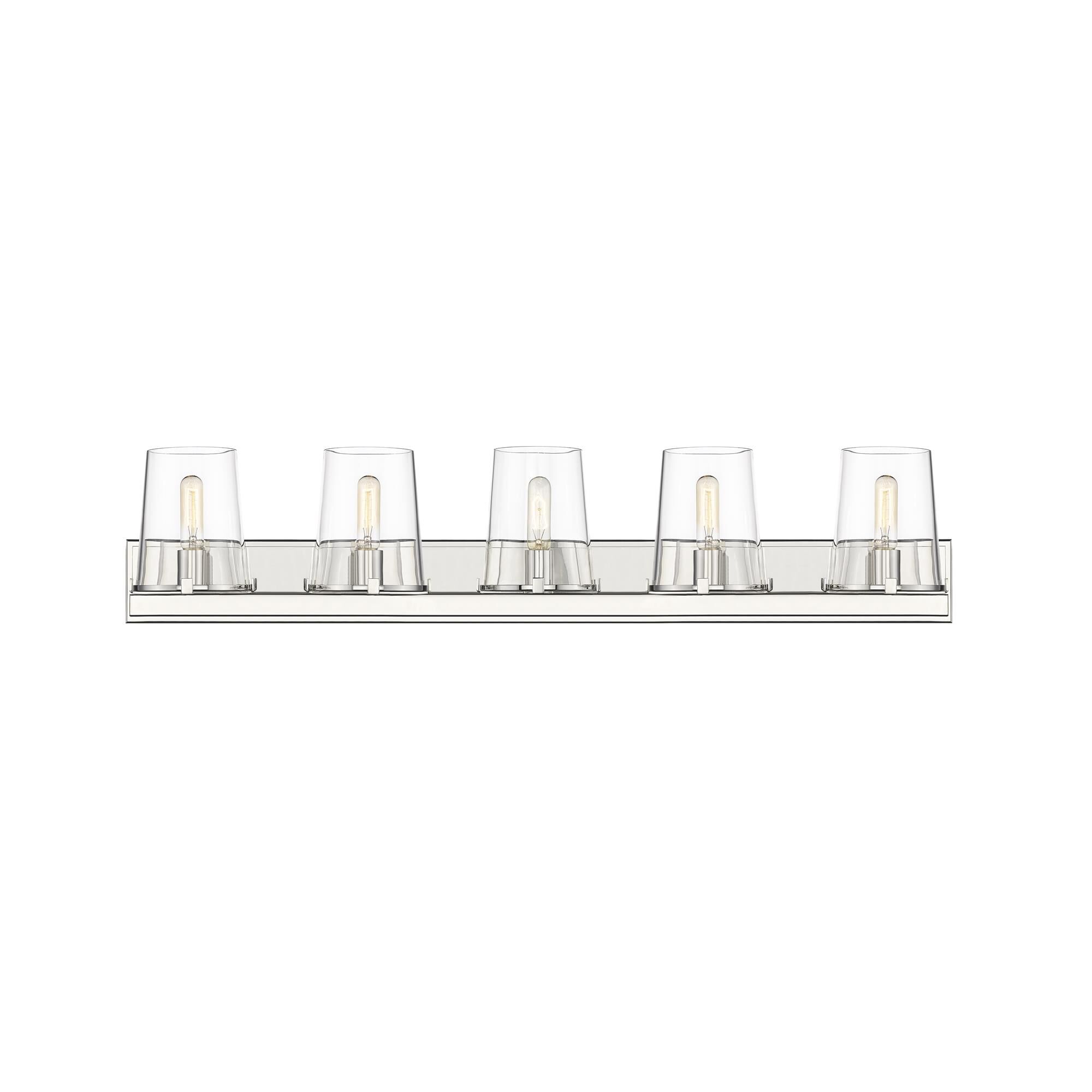 Shown in Polished Nickel finish and Glass shade