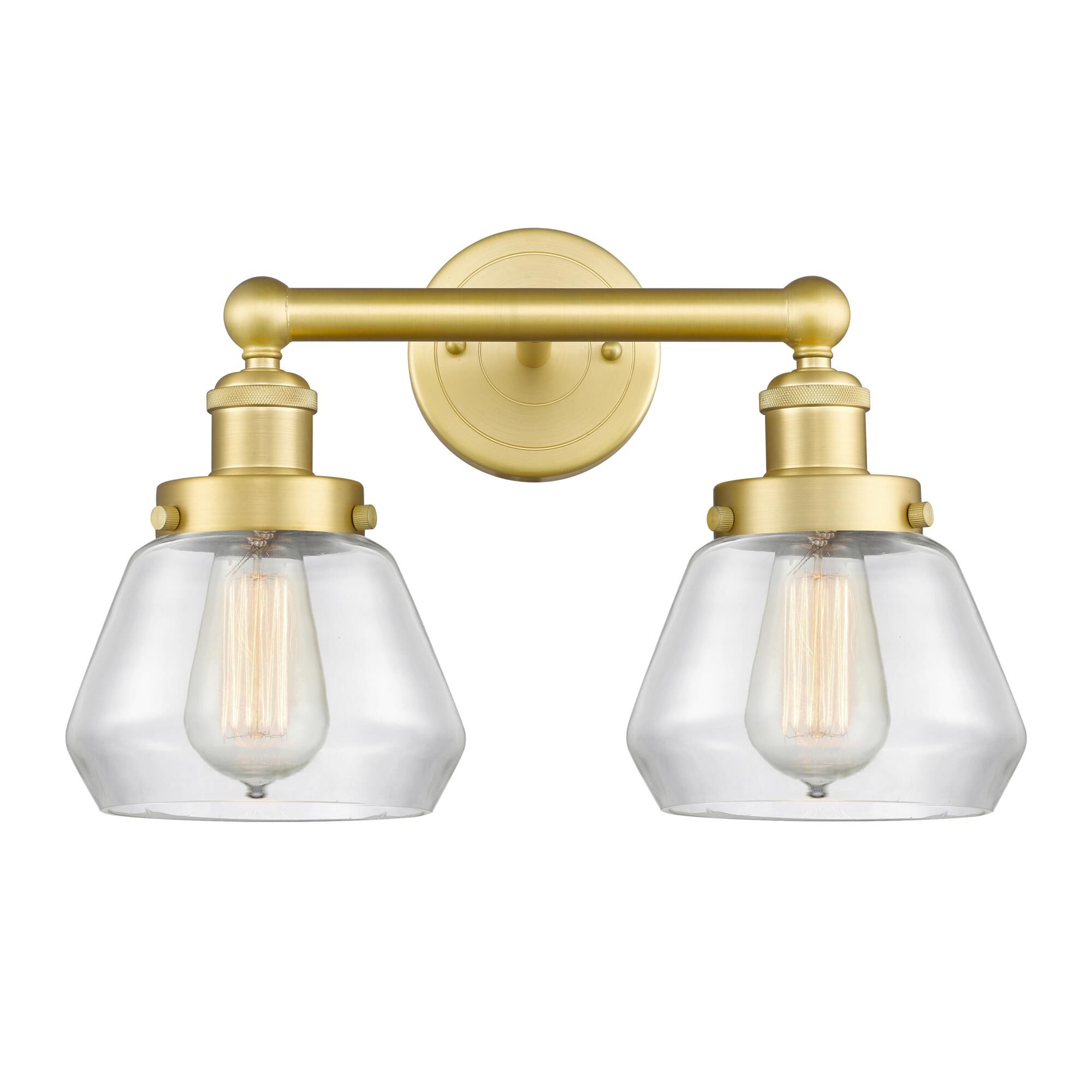 Shown in Satin Gold finish and Clear glass