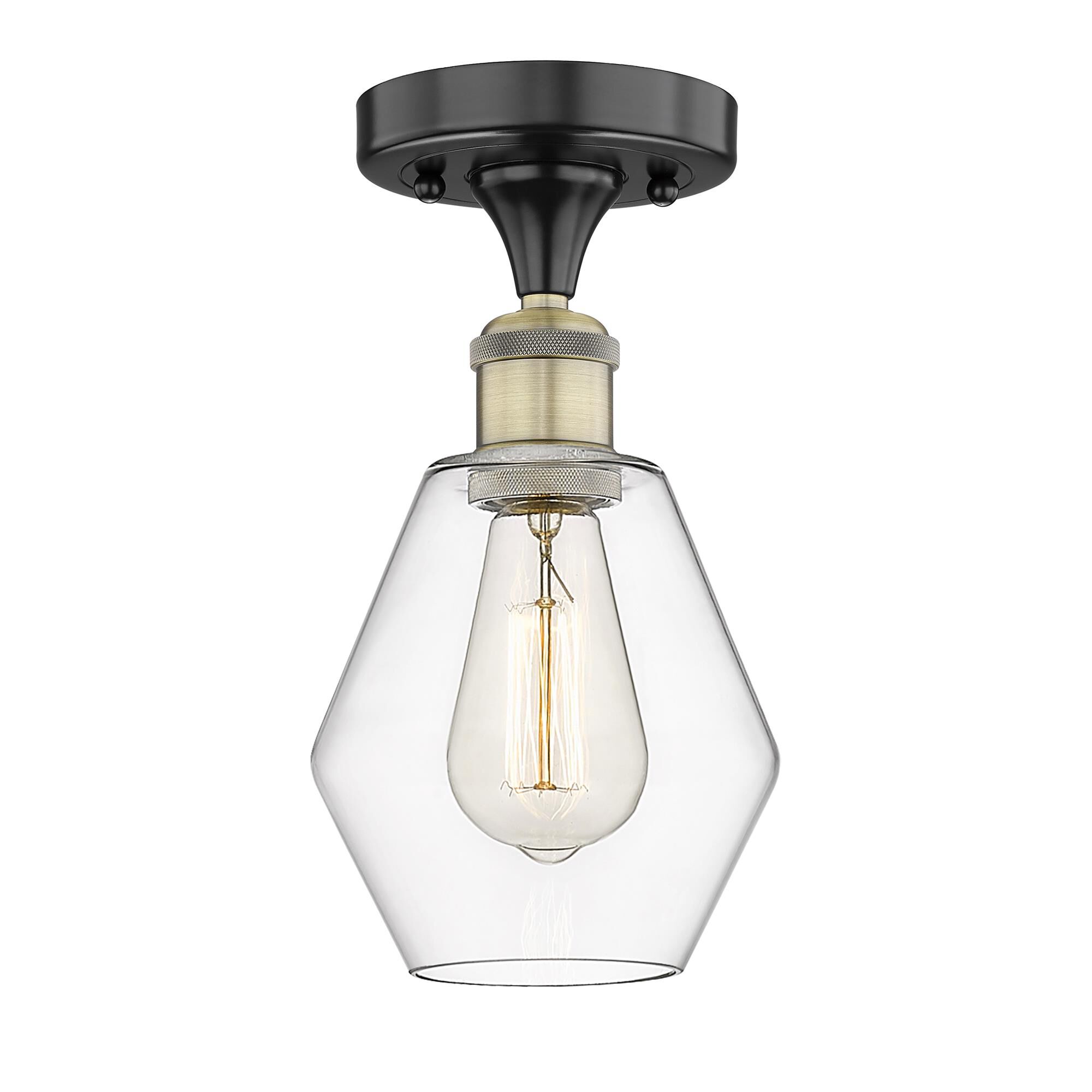Shown in Black Antique Brass finish and Clear glass