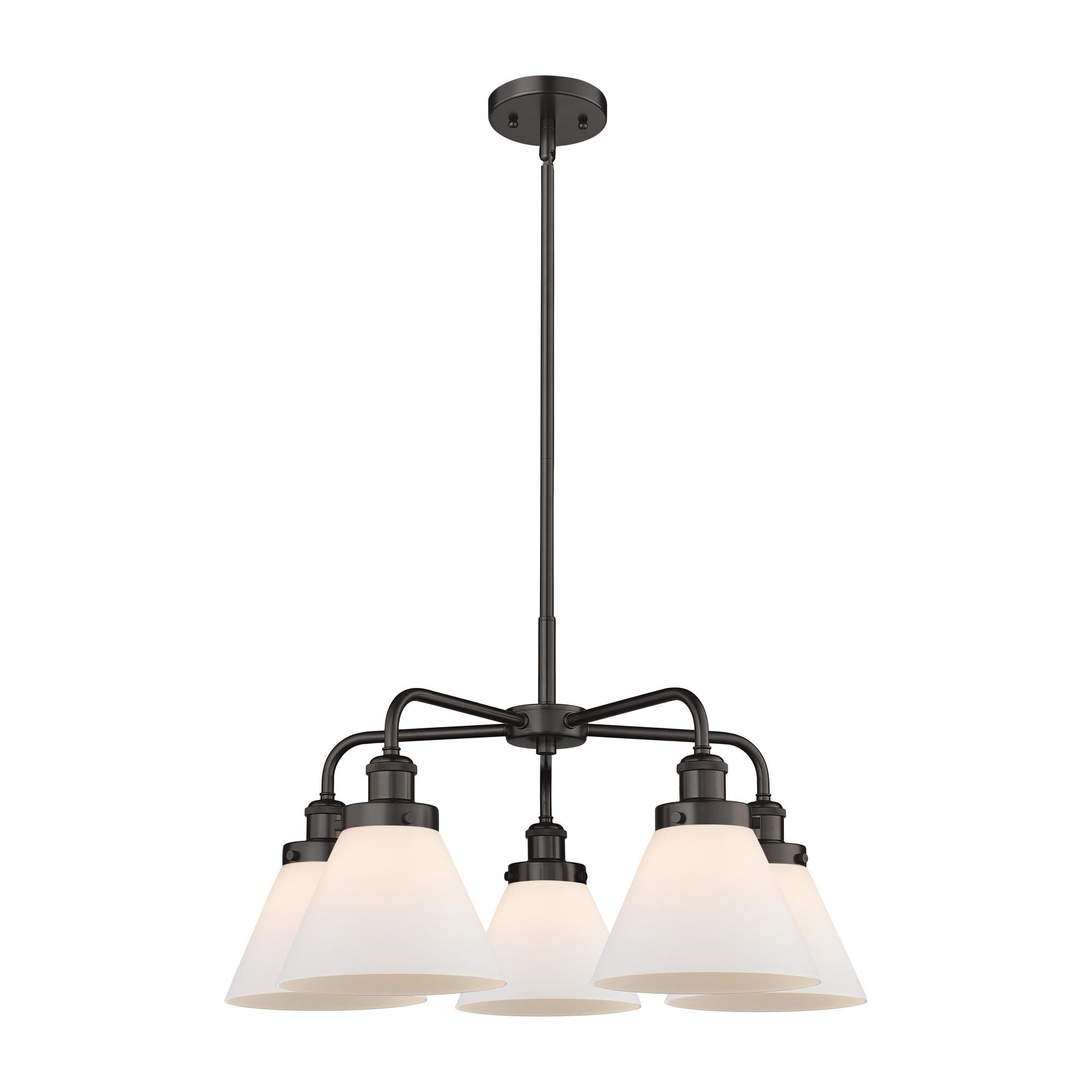 Shown in Oil Rubbed Bronze finish and Matte White glass