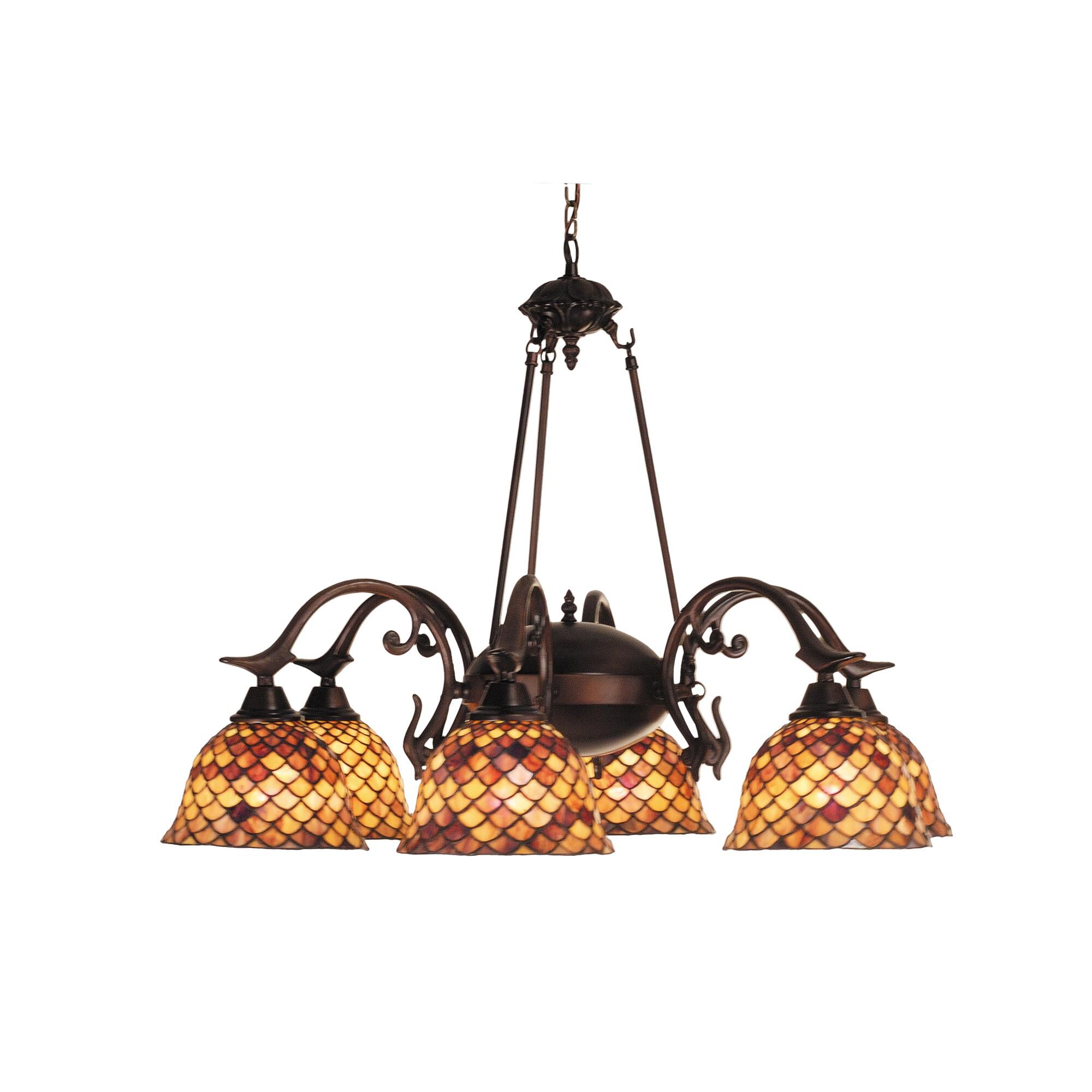 Tiffany Fishscale 32 Inch 6 Light Chandelier by Meyda Lighting
