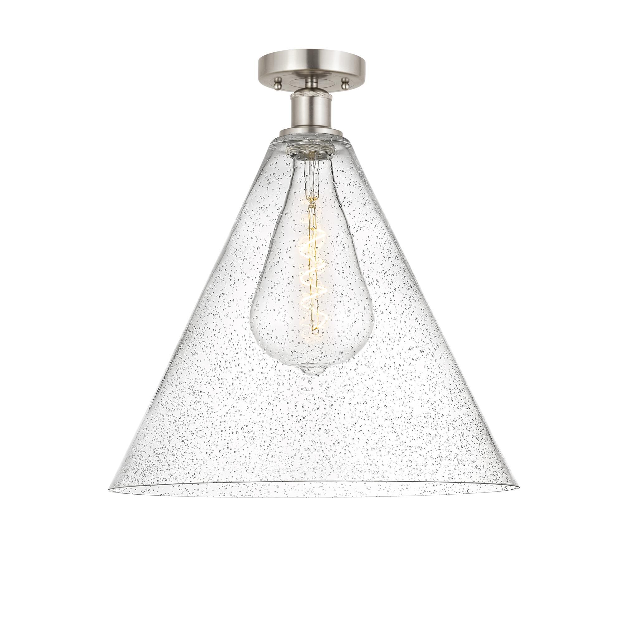 Shown in Brushed Satin Nickel finish and Seedy glass