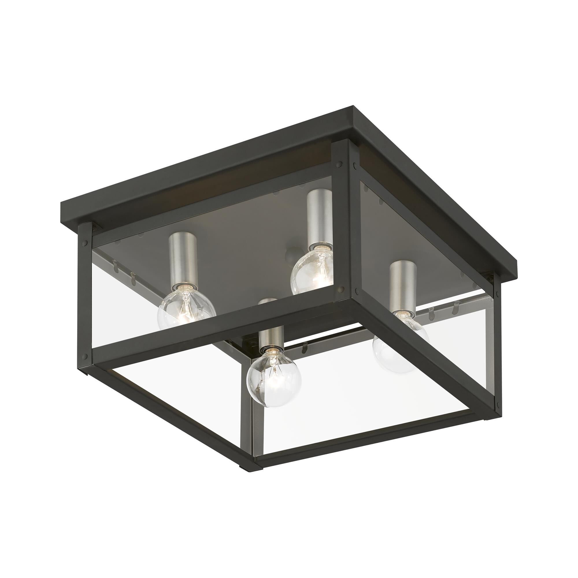 Shown in Black with Brushed Nickel Finish Candles finish and Clear glass