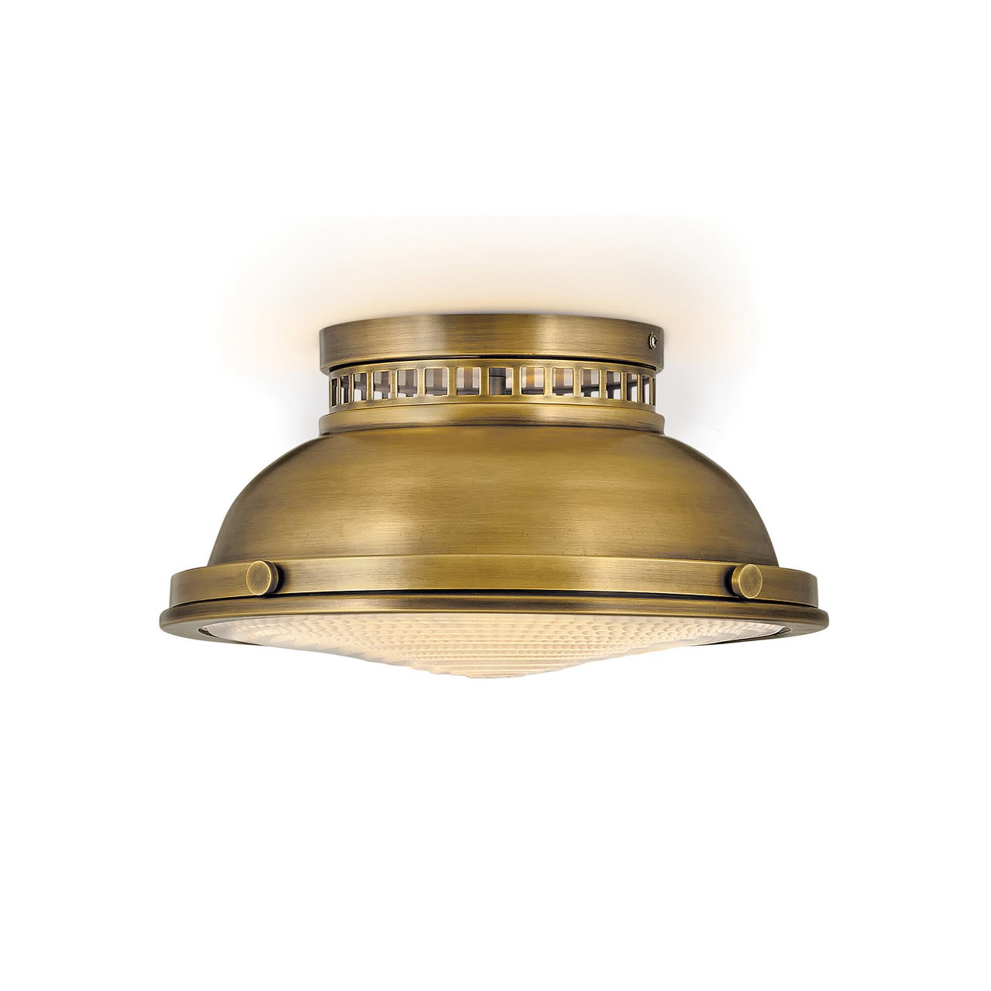 Shown in Heritage Brass finish and Etched Opal glass and Shell White shade and Heritage Brass accent