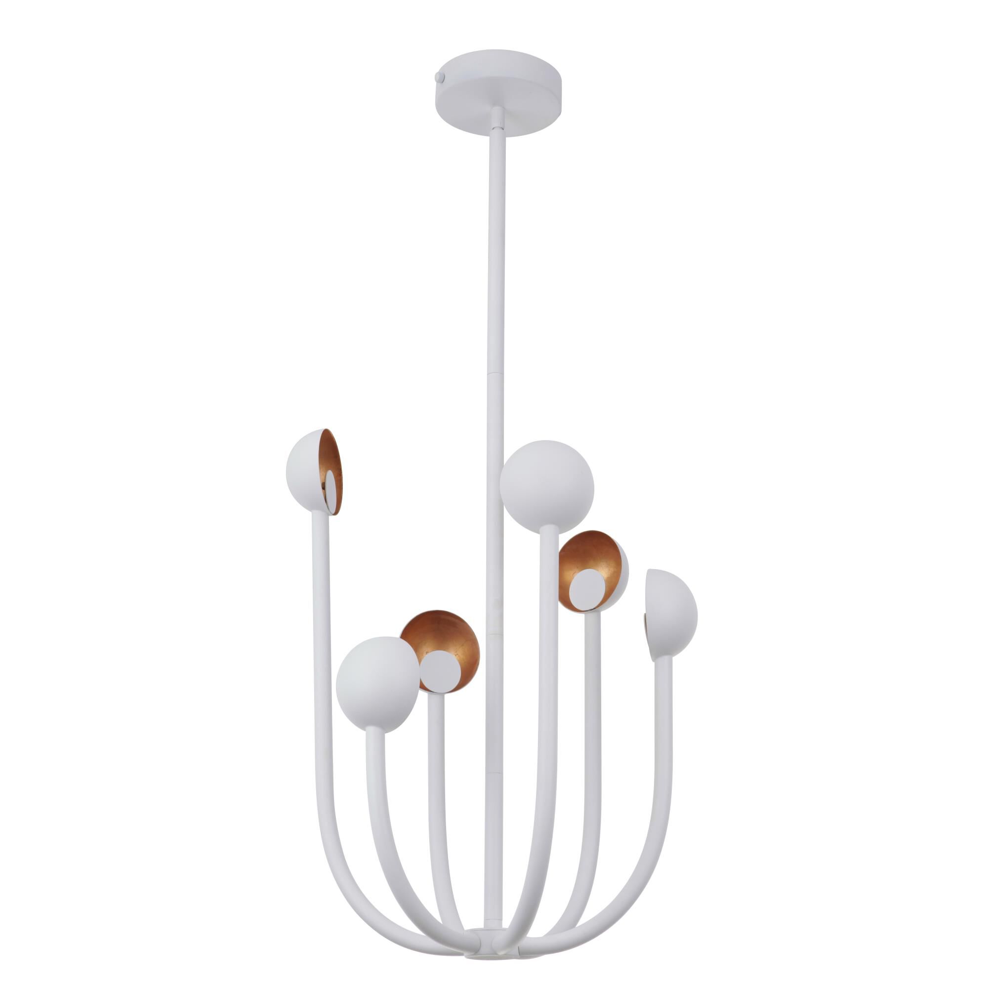 Shown in Matte White/Gold Leaf finish and Yes glass and Yes shade and Sphere accent