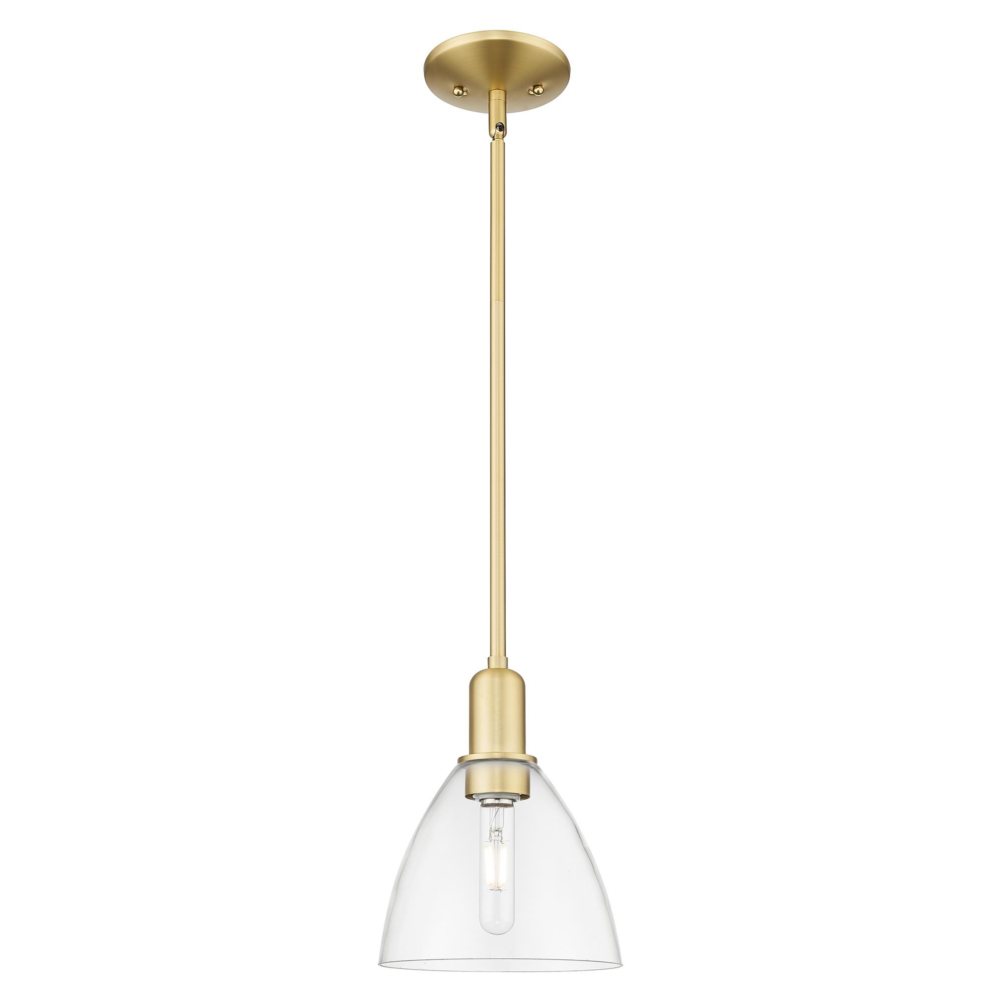 Shown in Satin Gold finish and Clear glass