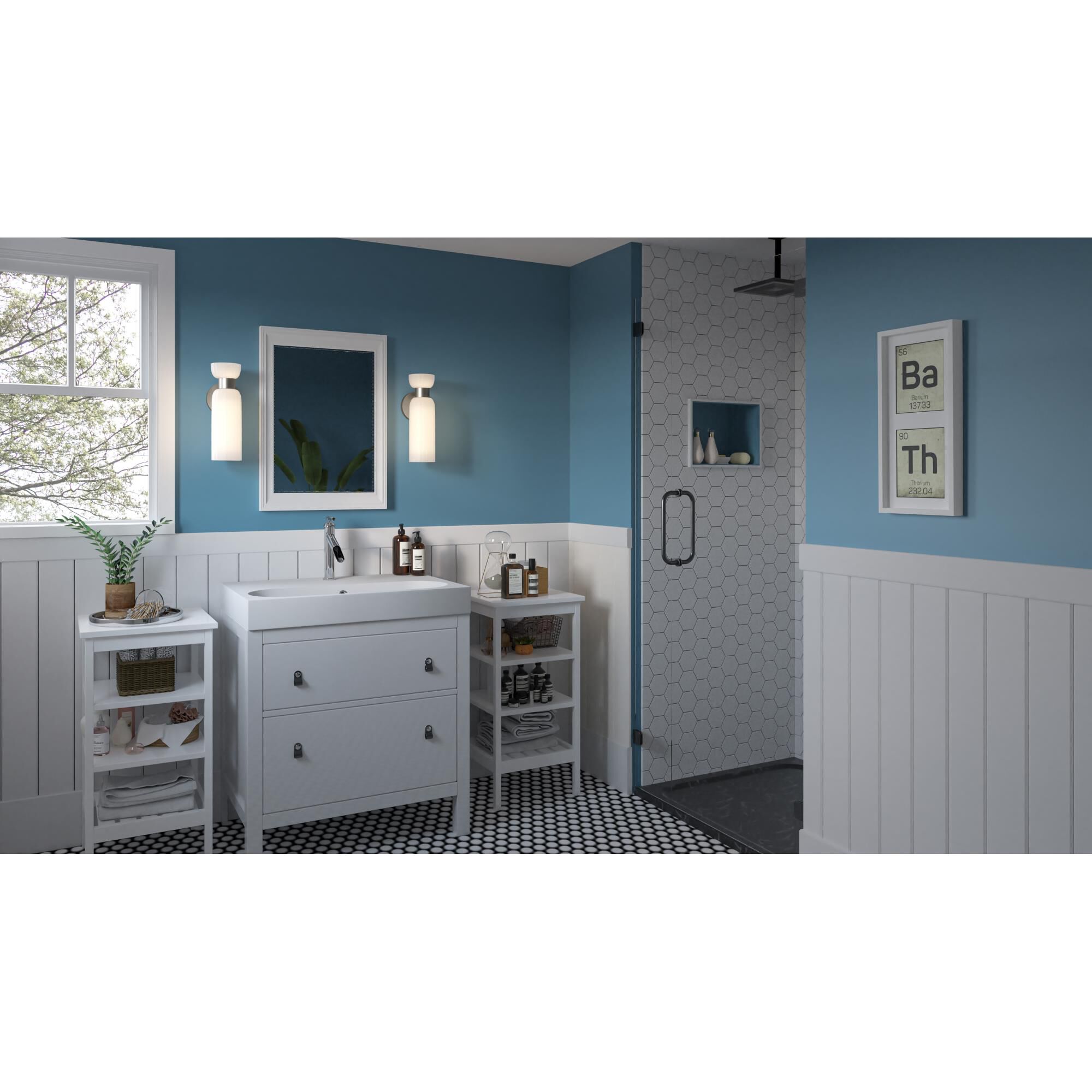 Shown in Brushed Nickel finish and Etched Ribbed glass