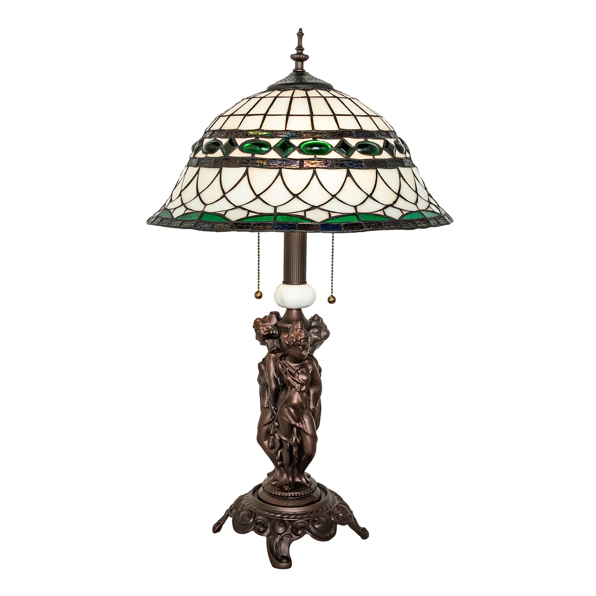 Shown in Mahogany Bronze finish and Green;Chocolate;White glass