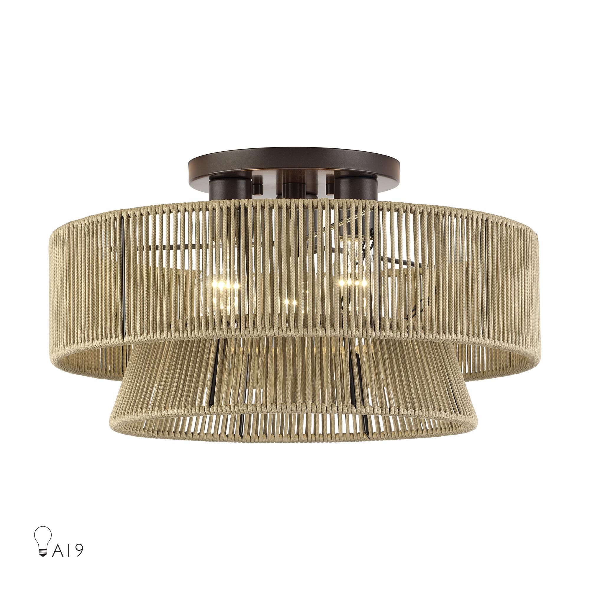 Florell 18 Inch Semi Flush Mount by Livex Lighting