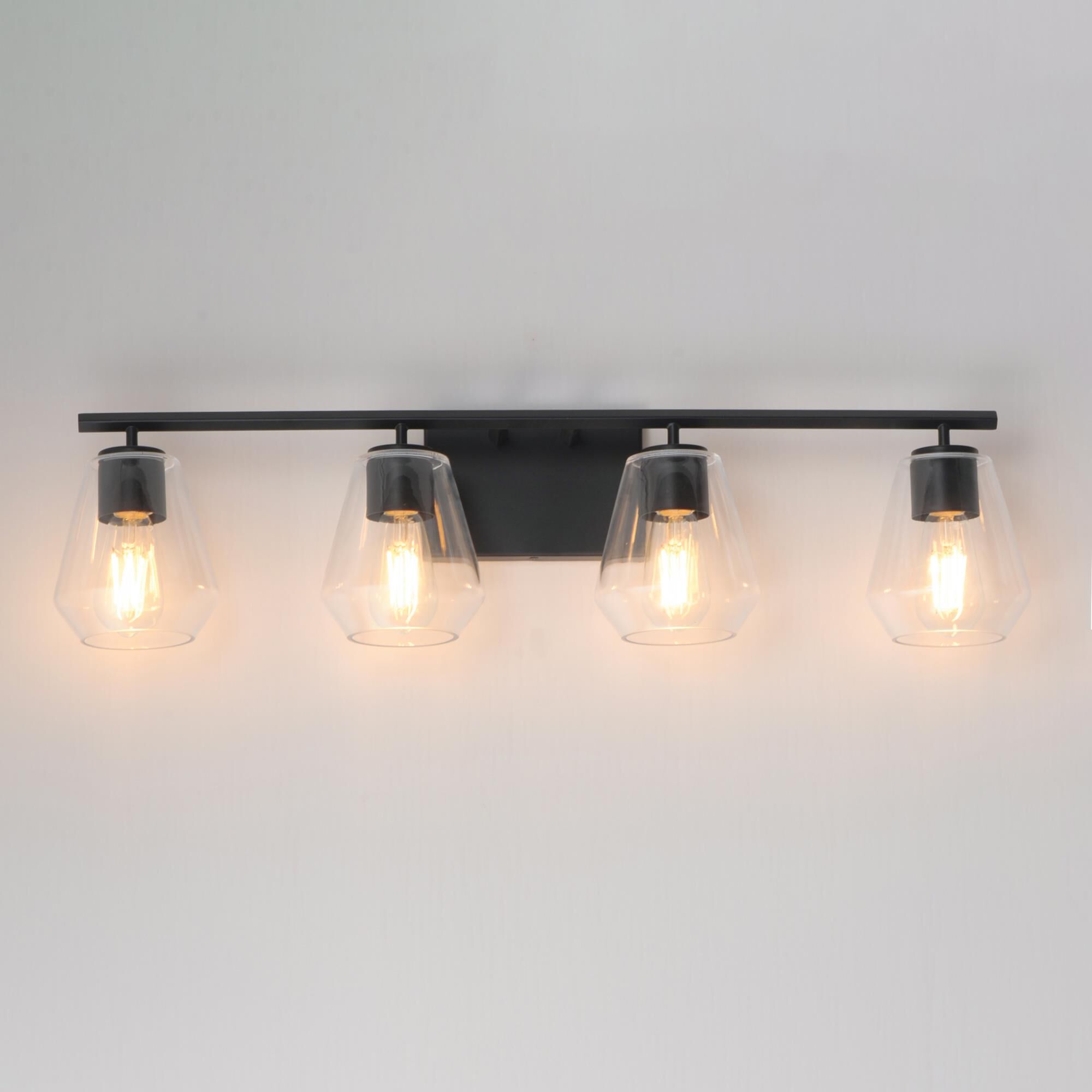 Shown in Black finish and Clear glass