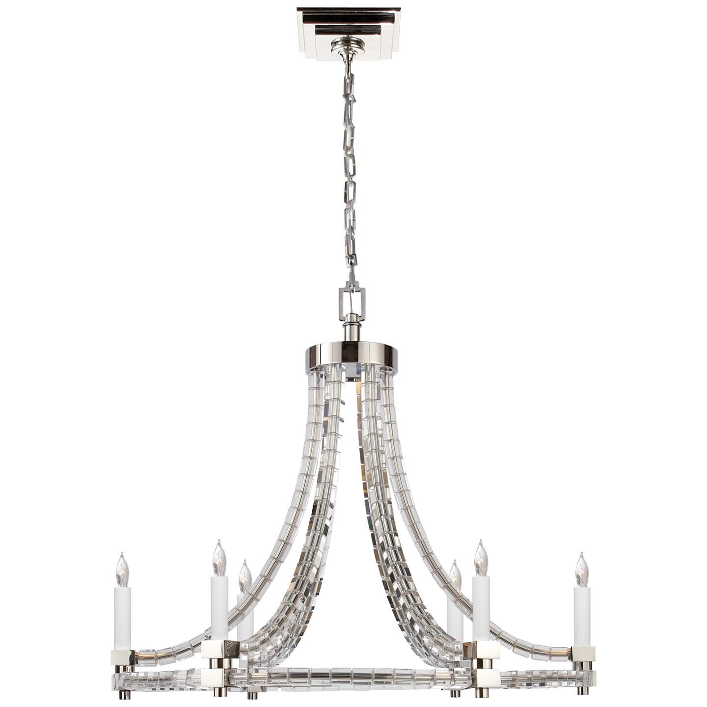 Chapman & Myers Crystal Cube 30 Inch 6 Light Chandelier by Visual Comfort Signature Collection
