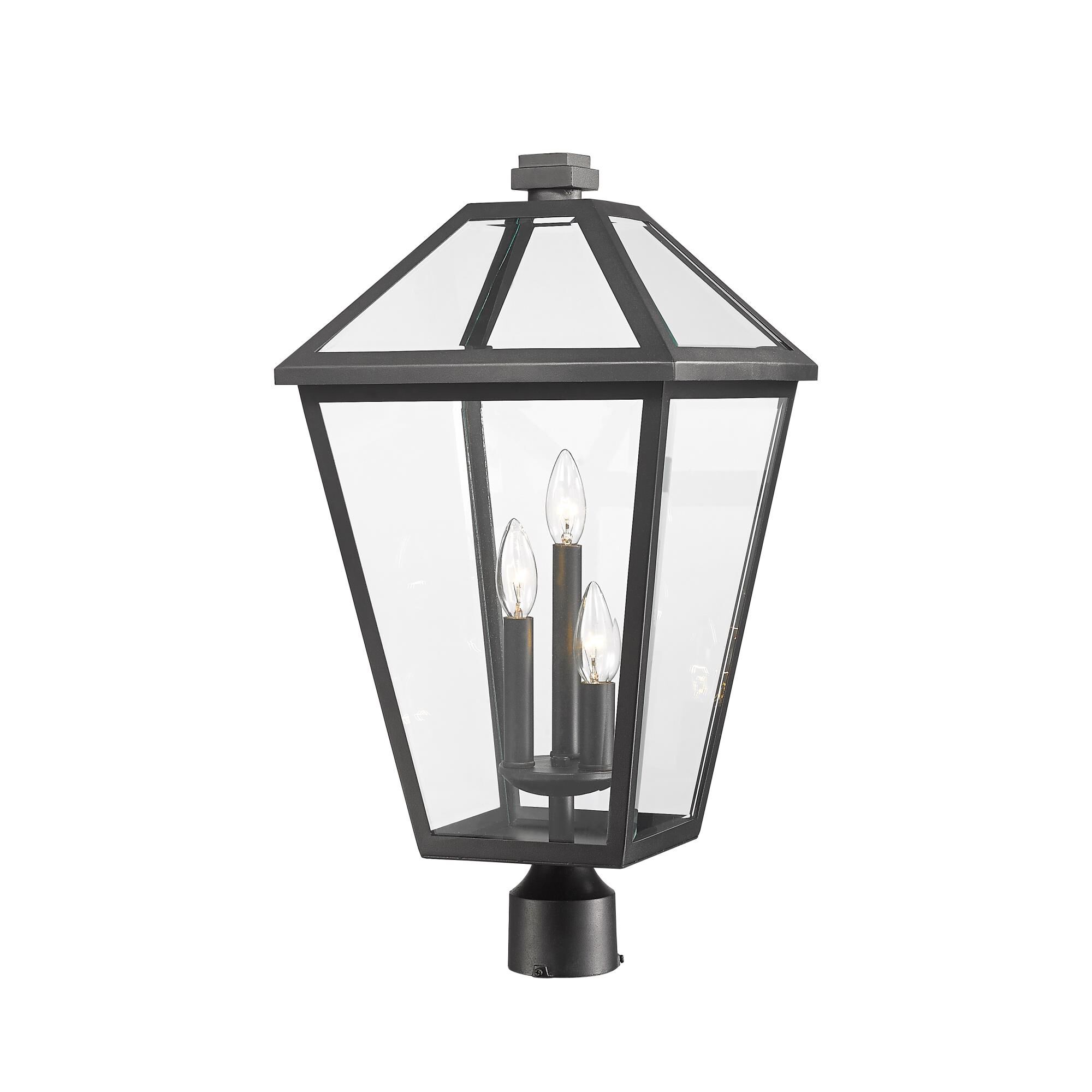 Shown in Black finish and Glass shade