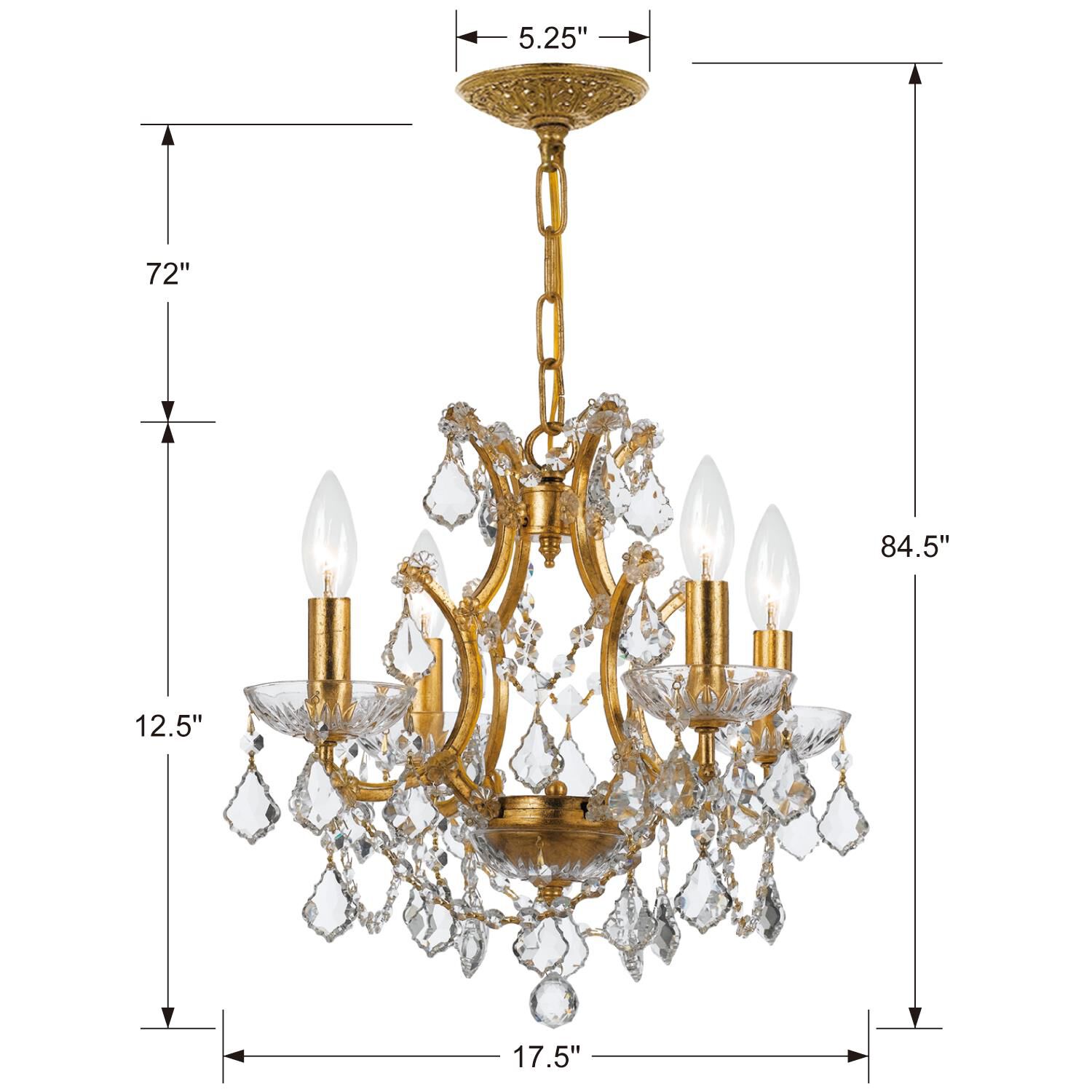 Filmore 17 Inch 4 Light Mini Chandelier by Crystorama
