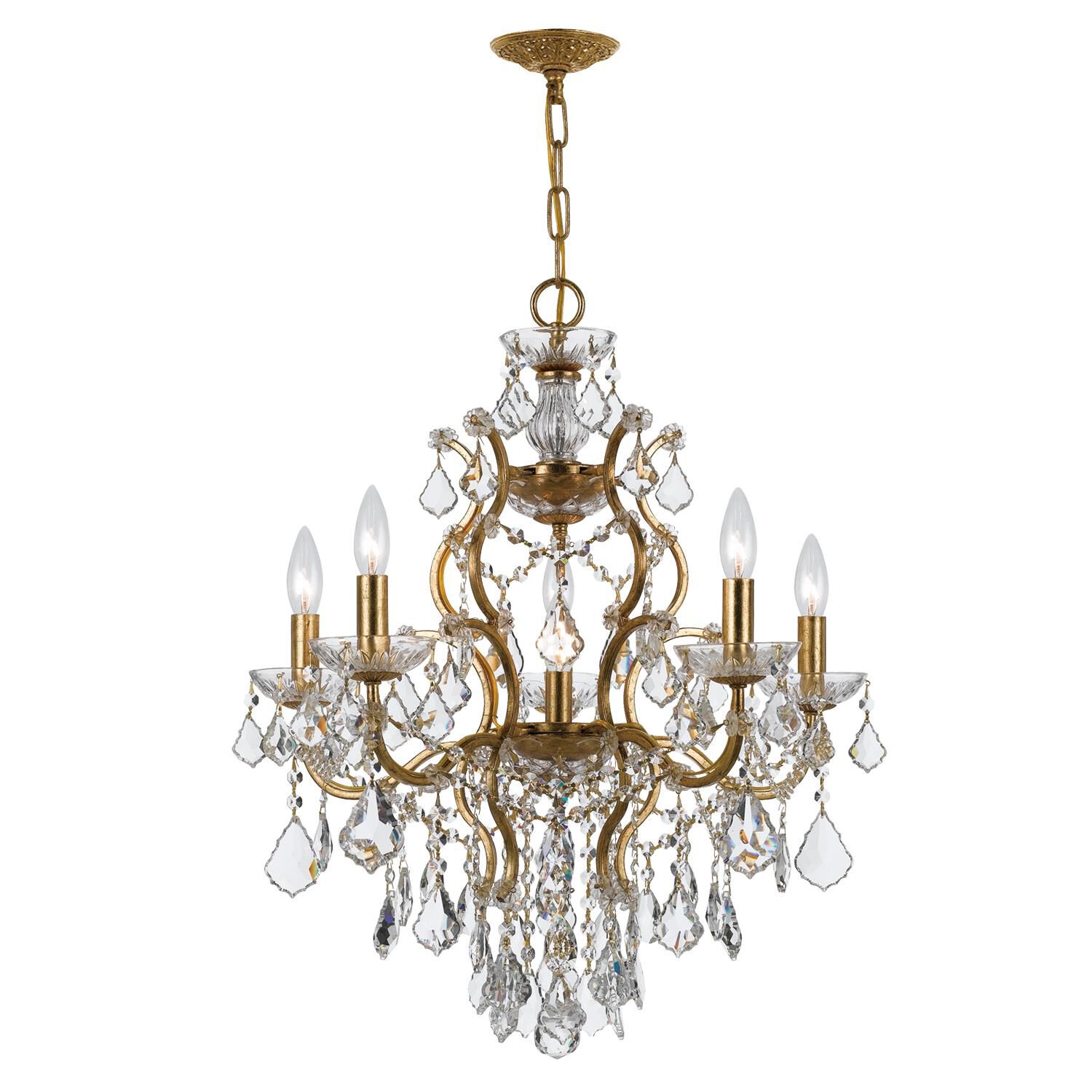 Shown in Antique Gold finish and Clear Spectra crystal