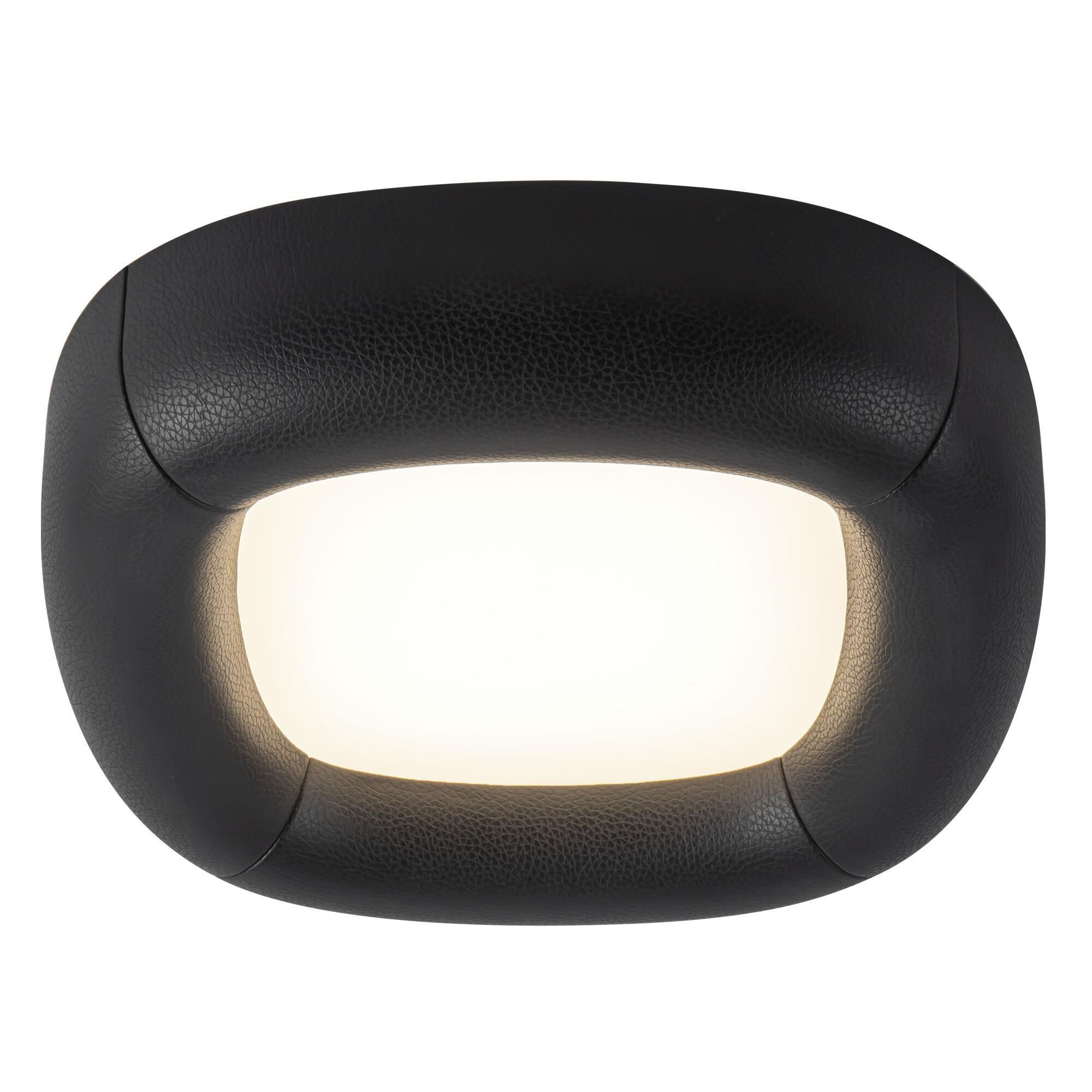 Shown in Brown Vegan Leather finish and Frosted Acrylic Diffuser glass