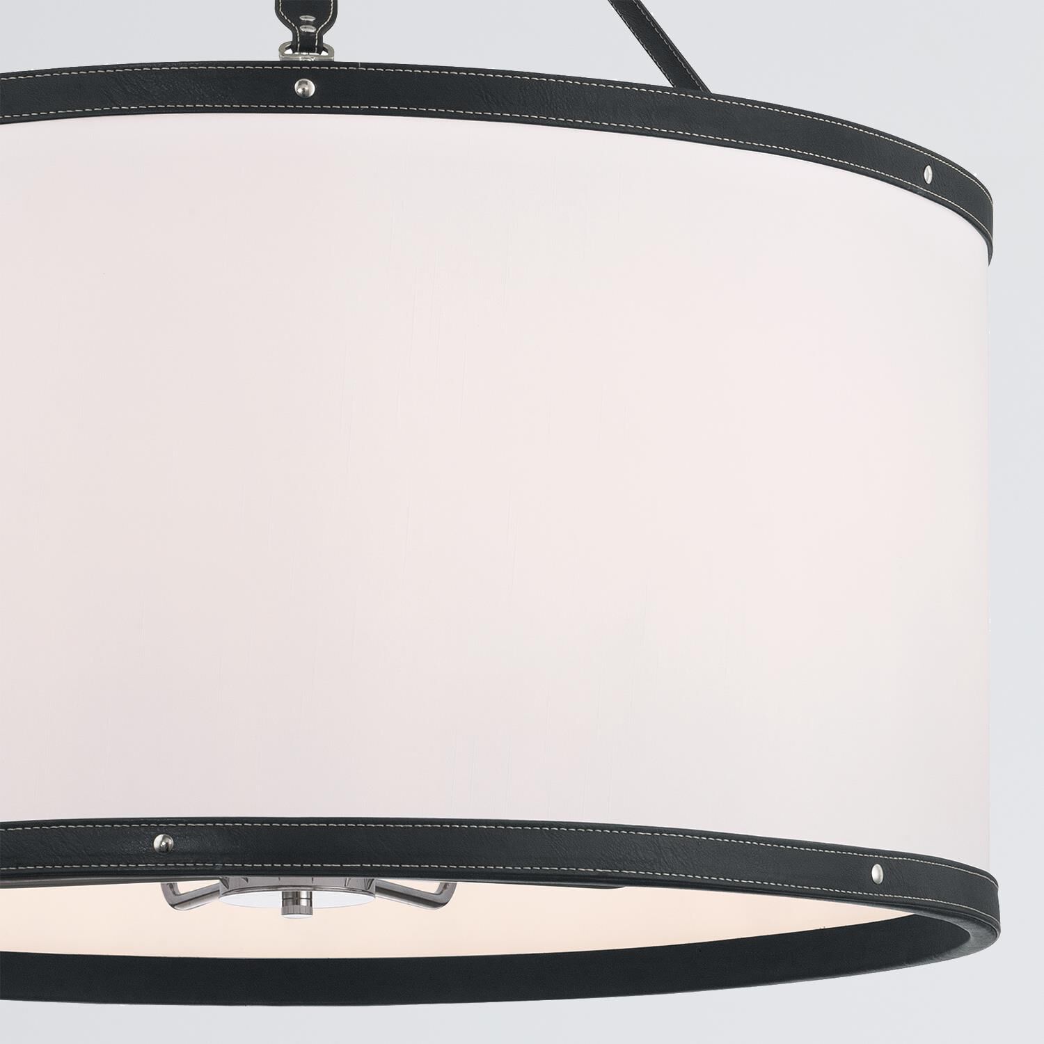 Shown in Polished Nickel finish and Fabric glass and Fabric shade