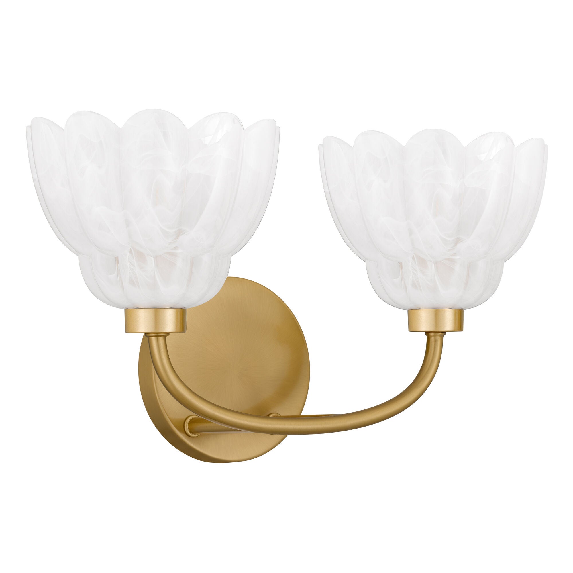 Shown in Brushed Gold finish and Alabaster Glass shade
