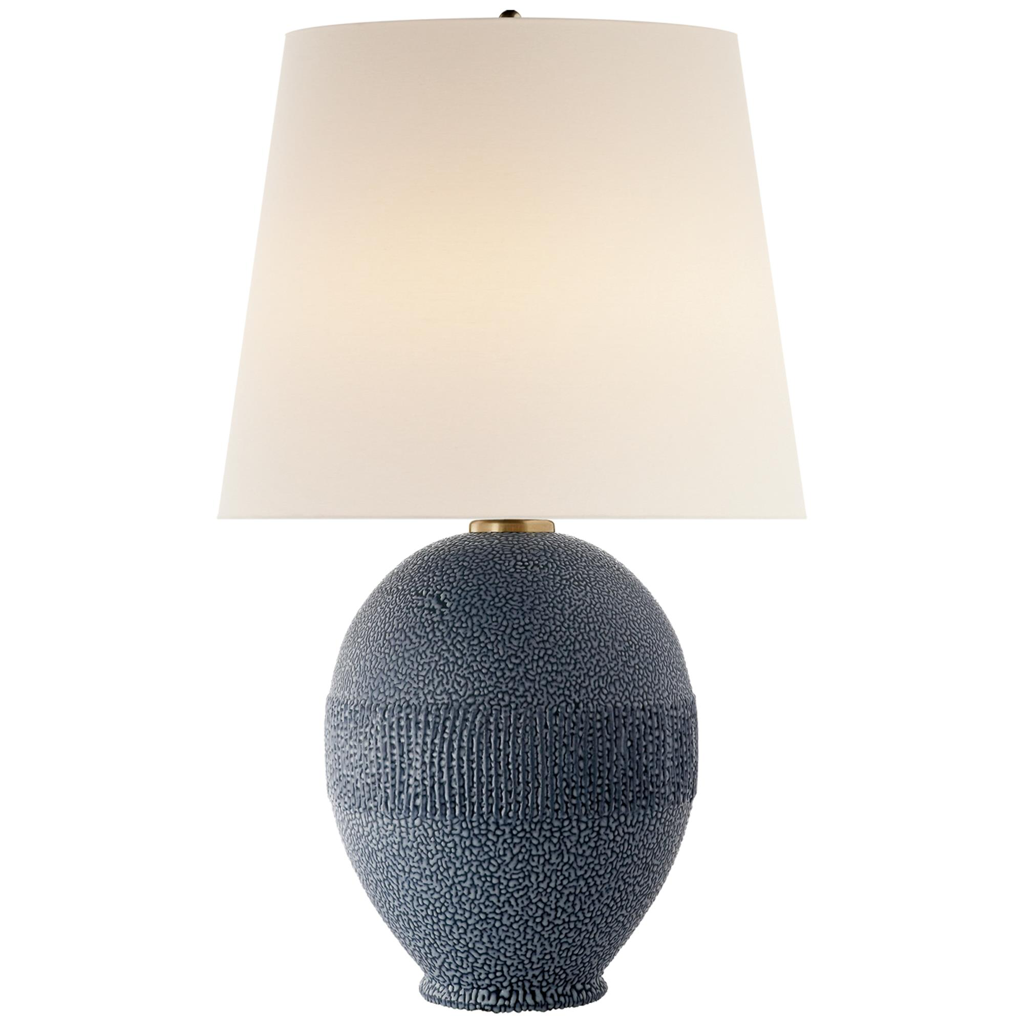 Shown in Beaded Blue Porcelain finish and Linen shade