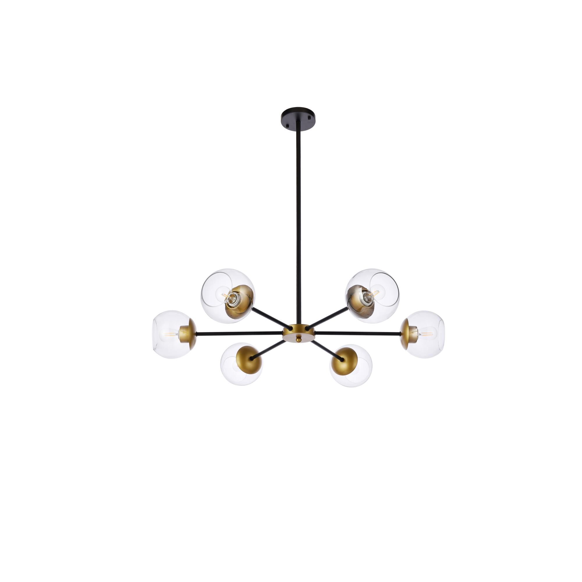 Shown in Black and Brass finish and Clear glass