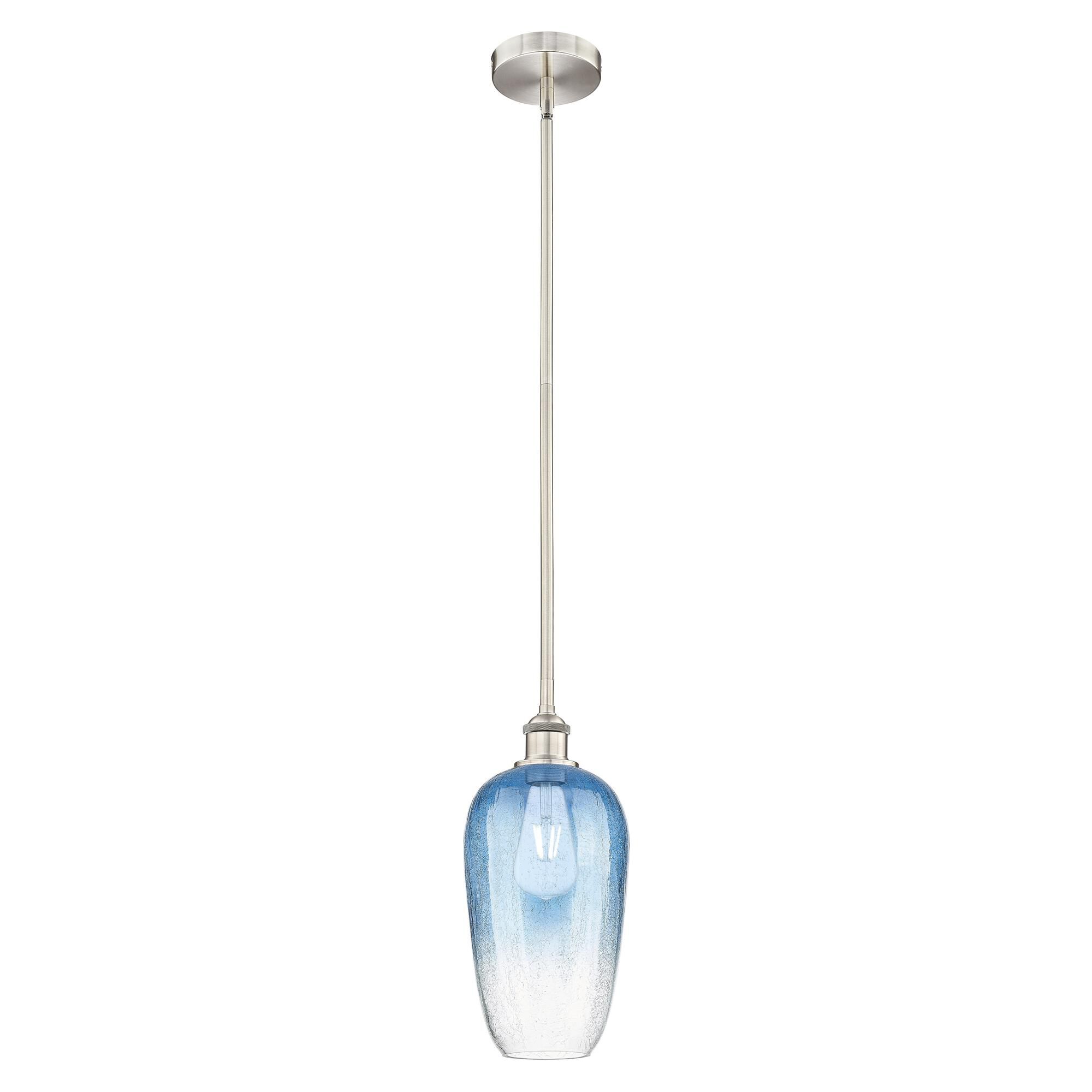 Shown in Brushed Satin Nickel finish and Sapphire Blue glass