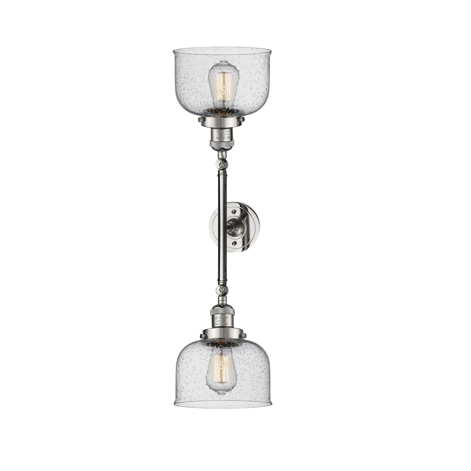 Shown in Polished Nickel finish and Seedy glass