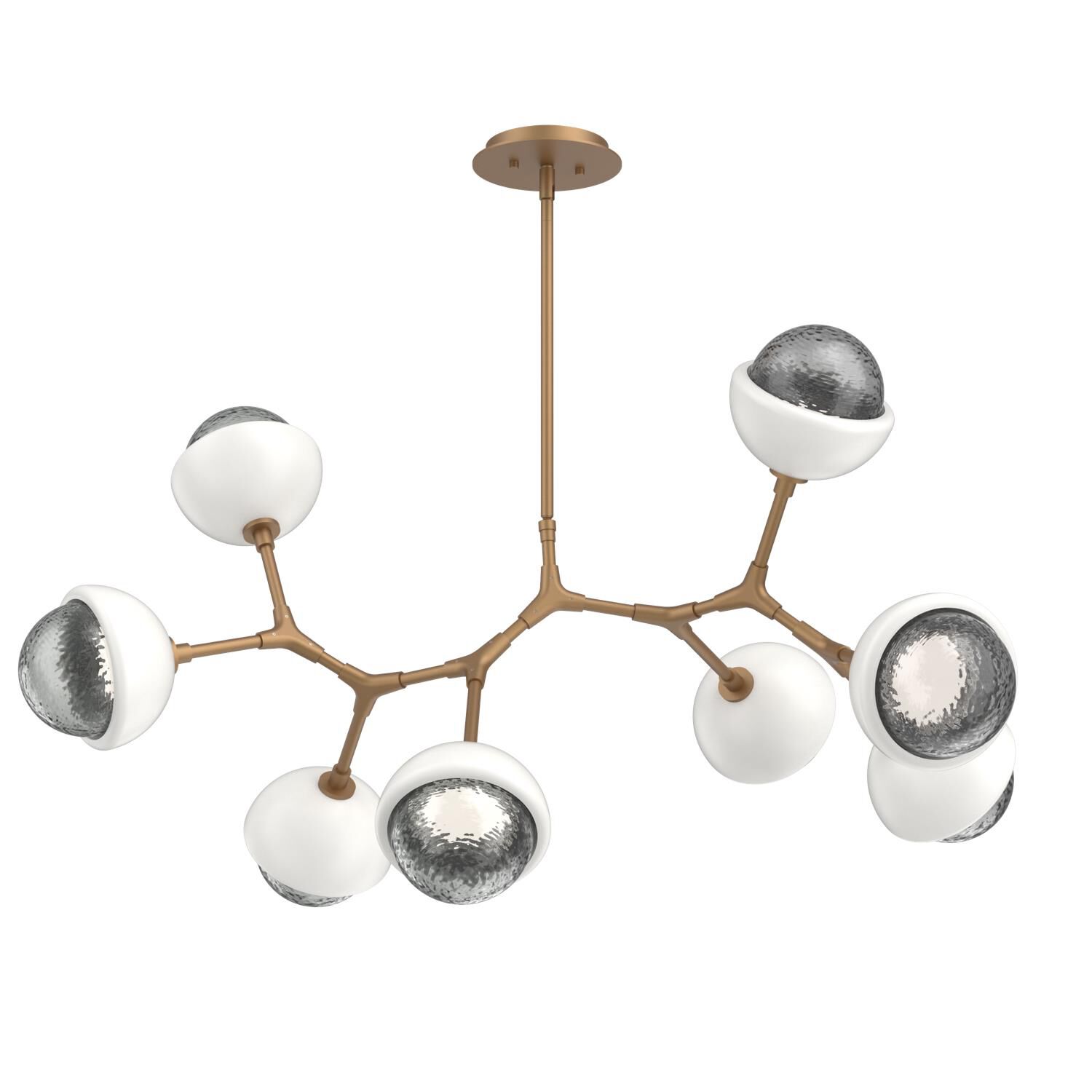 Shown in Novel Brass finish and Smoke glass and Salt White accent