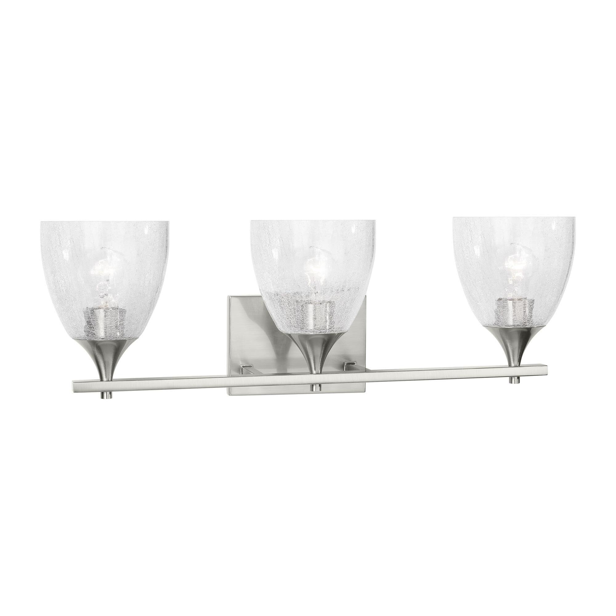 Shown in Brushed Nickel finish and Clear Crackle glass