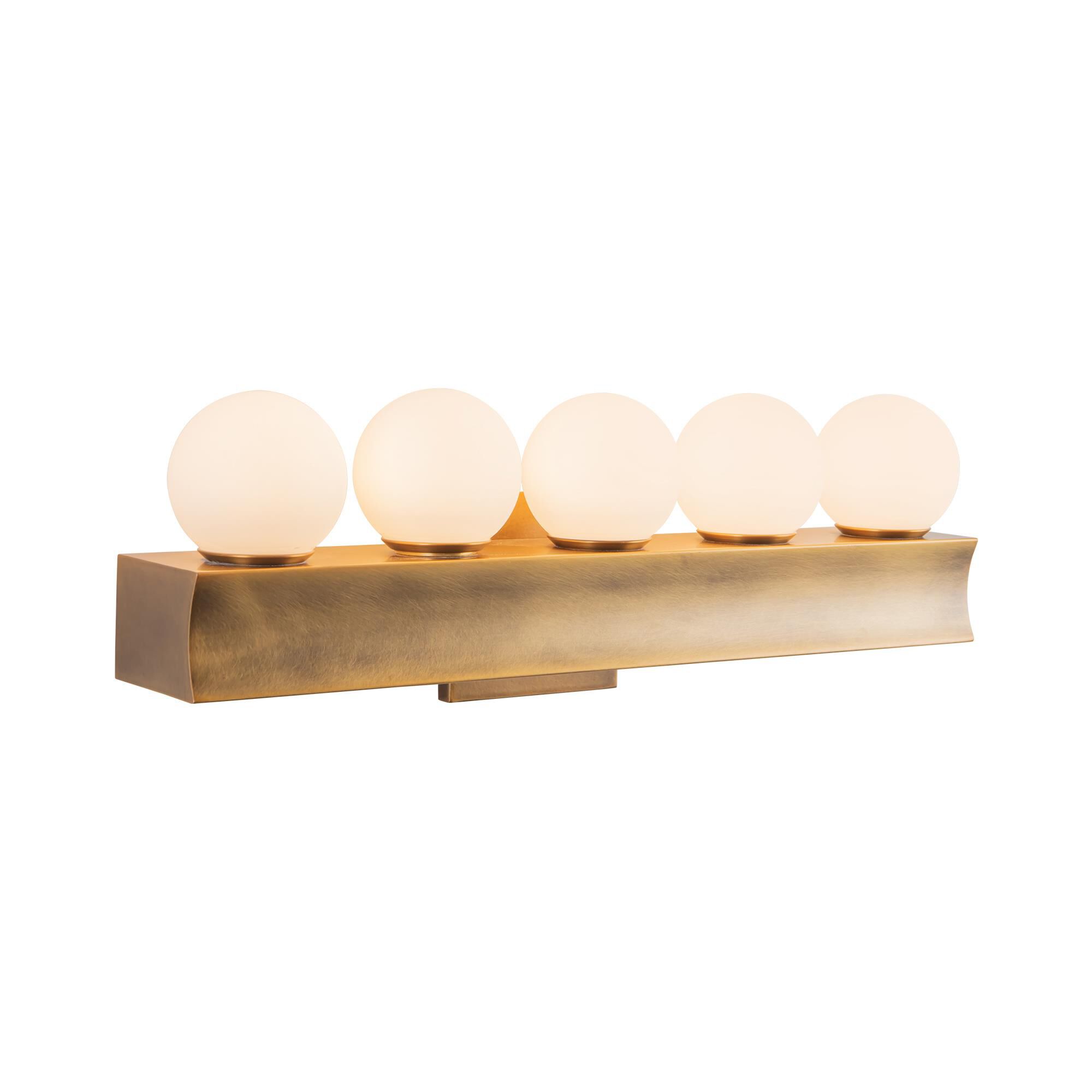 Shown in Vintage Brass finish and Opal glass