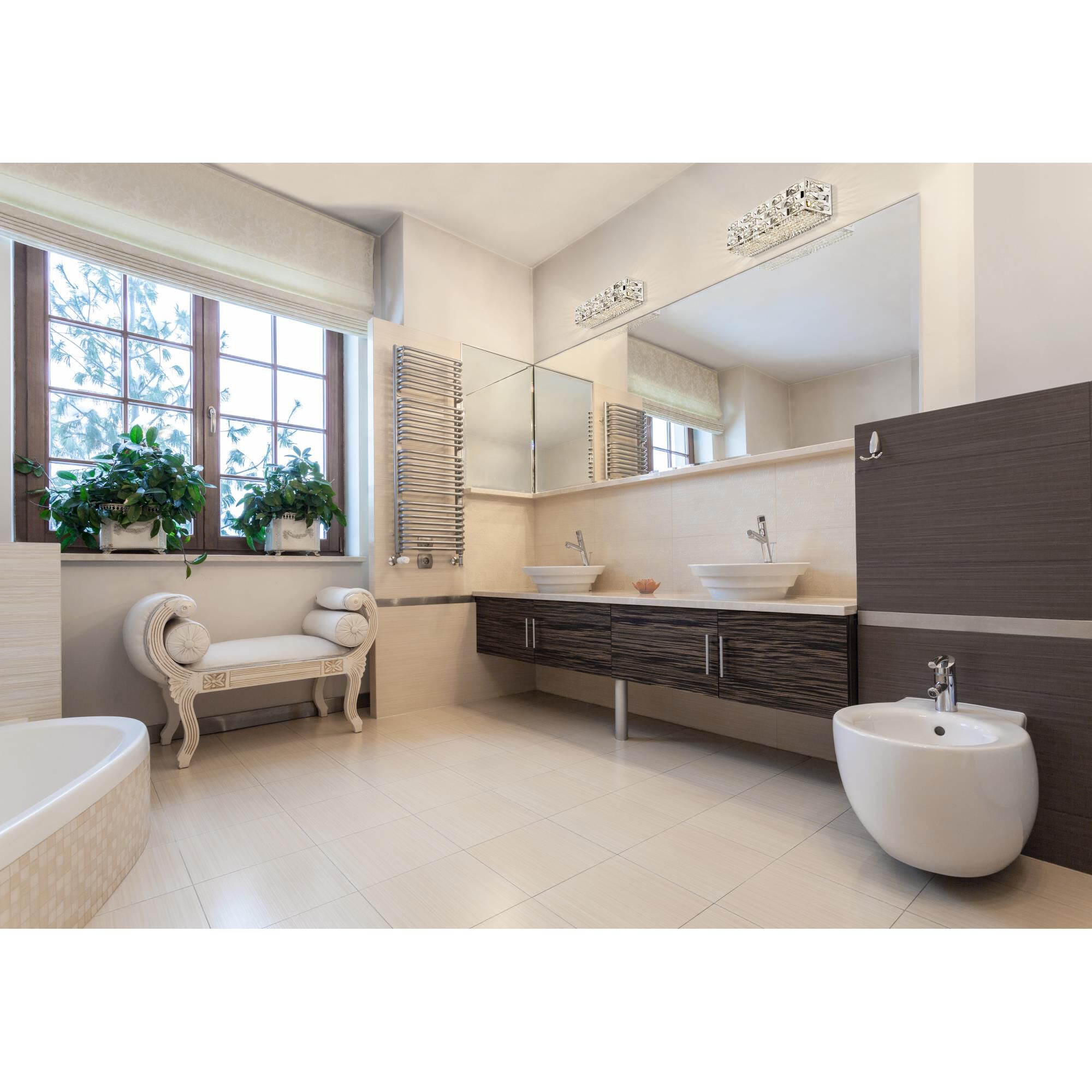 Shown in Chrome finish and --- glass and --- shade