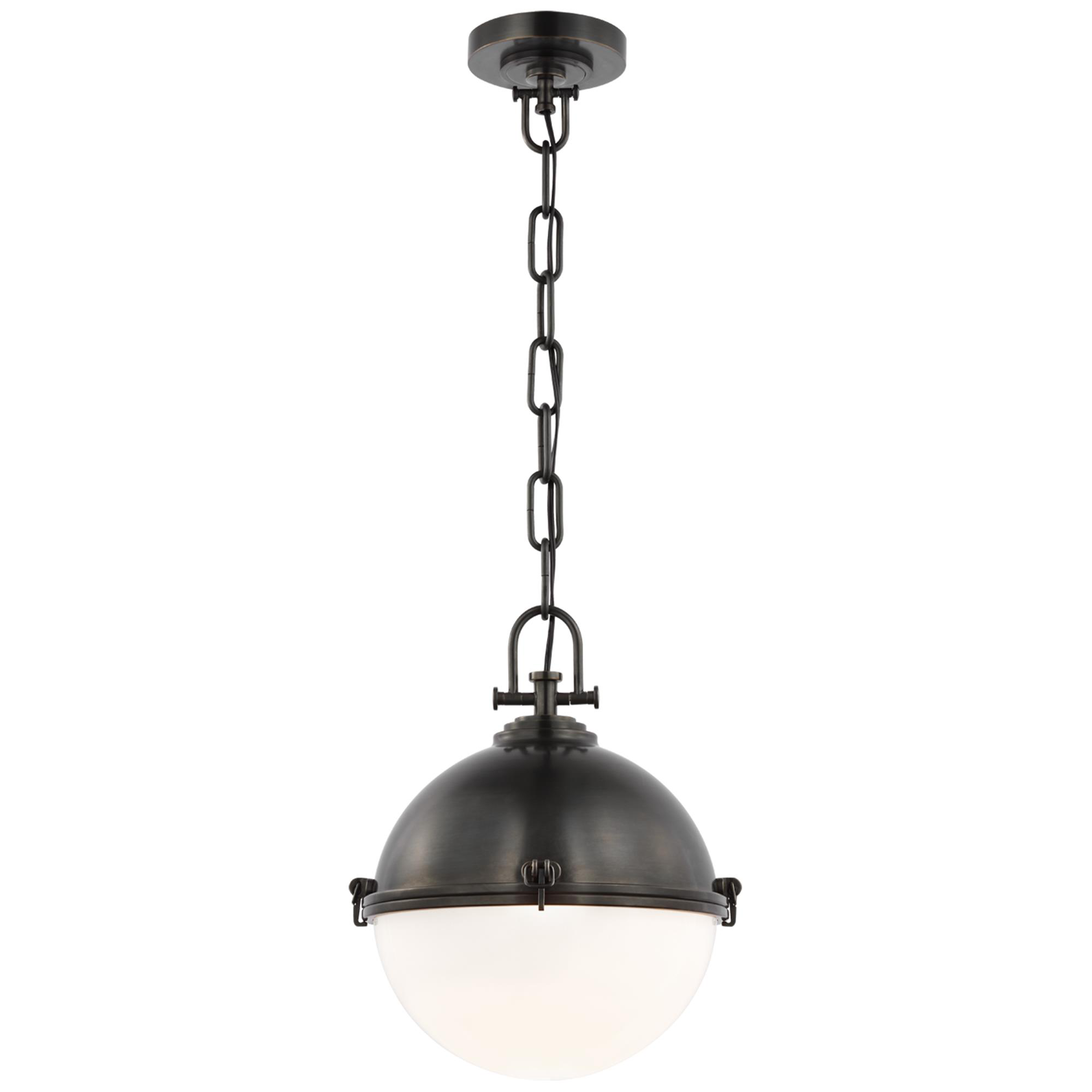 Shown in Bronze finish and White glass