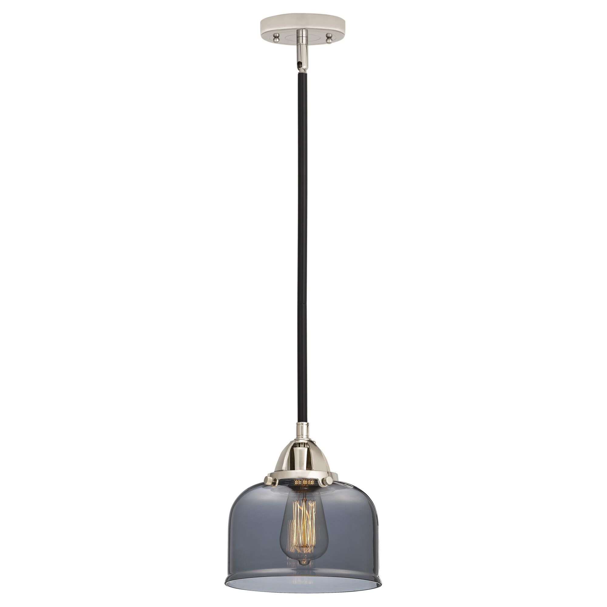 Shown in Black Polished Nickel finish and Plated Smoke Large Bell glass and No Shade shade