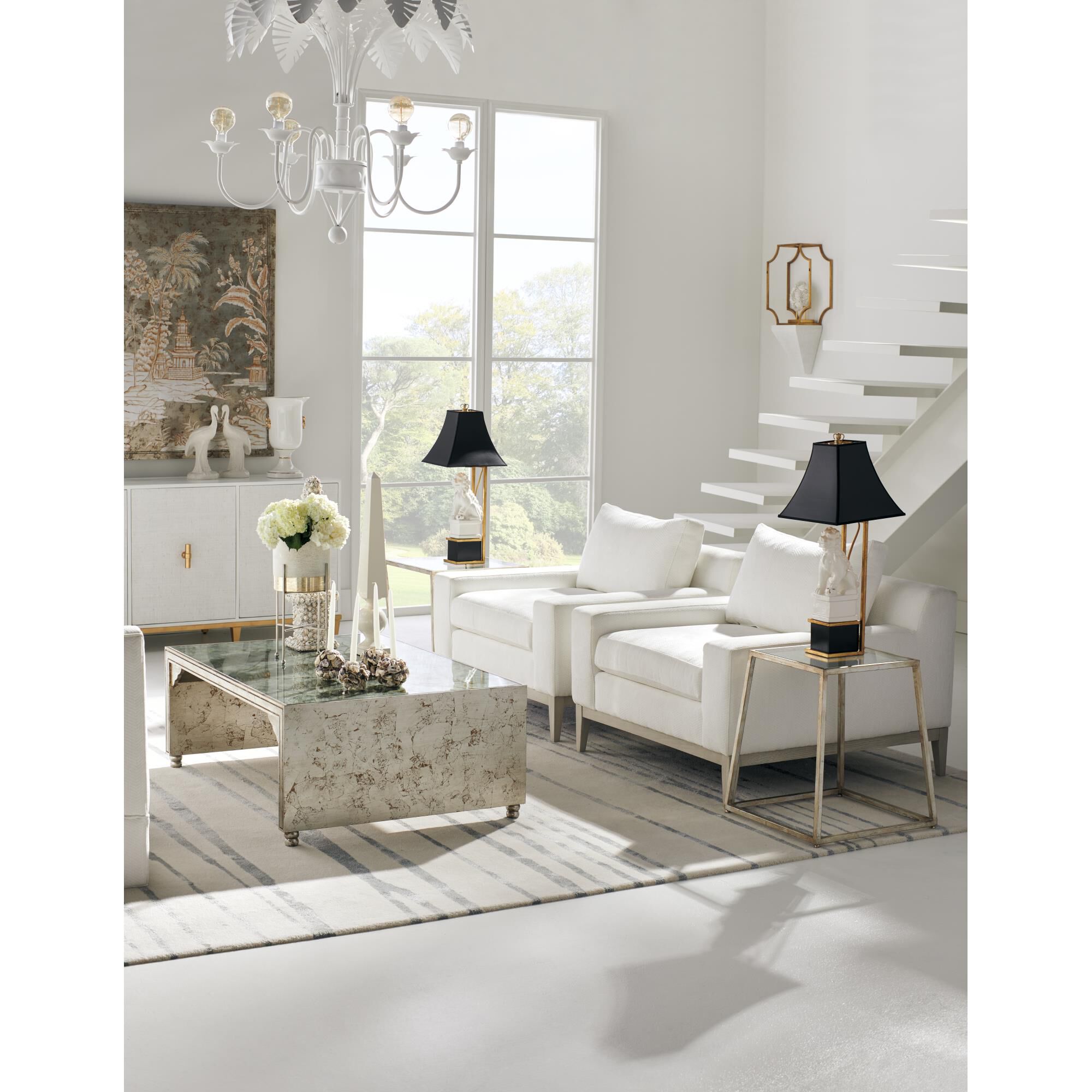 Shown in Antique Silver Leaf/ Clear/ Beveled finish and Tempered/Transparent glass