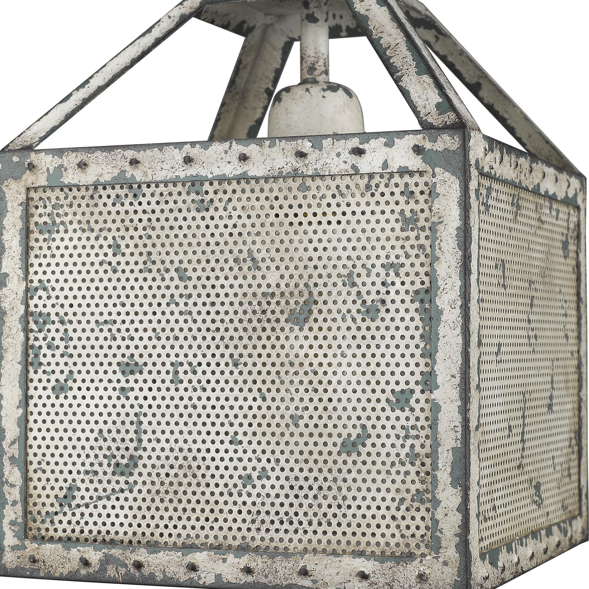 Shown in Aged Ivory finish and Aged Ivory glass and Aged Ivory, Square Shaped Metal shade