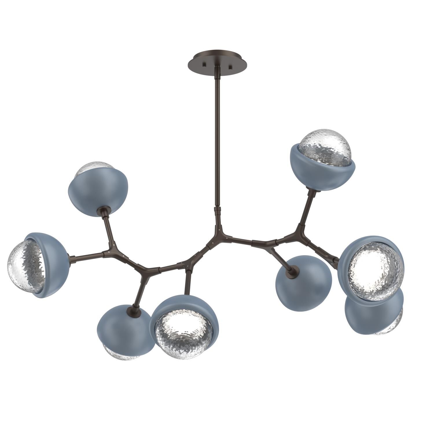 Shown in Flat Bronze finish and Clear glass and Poppy Blue accent