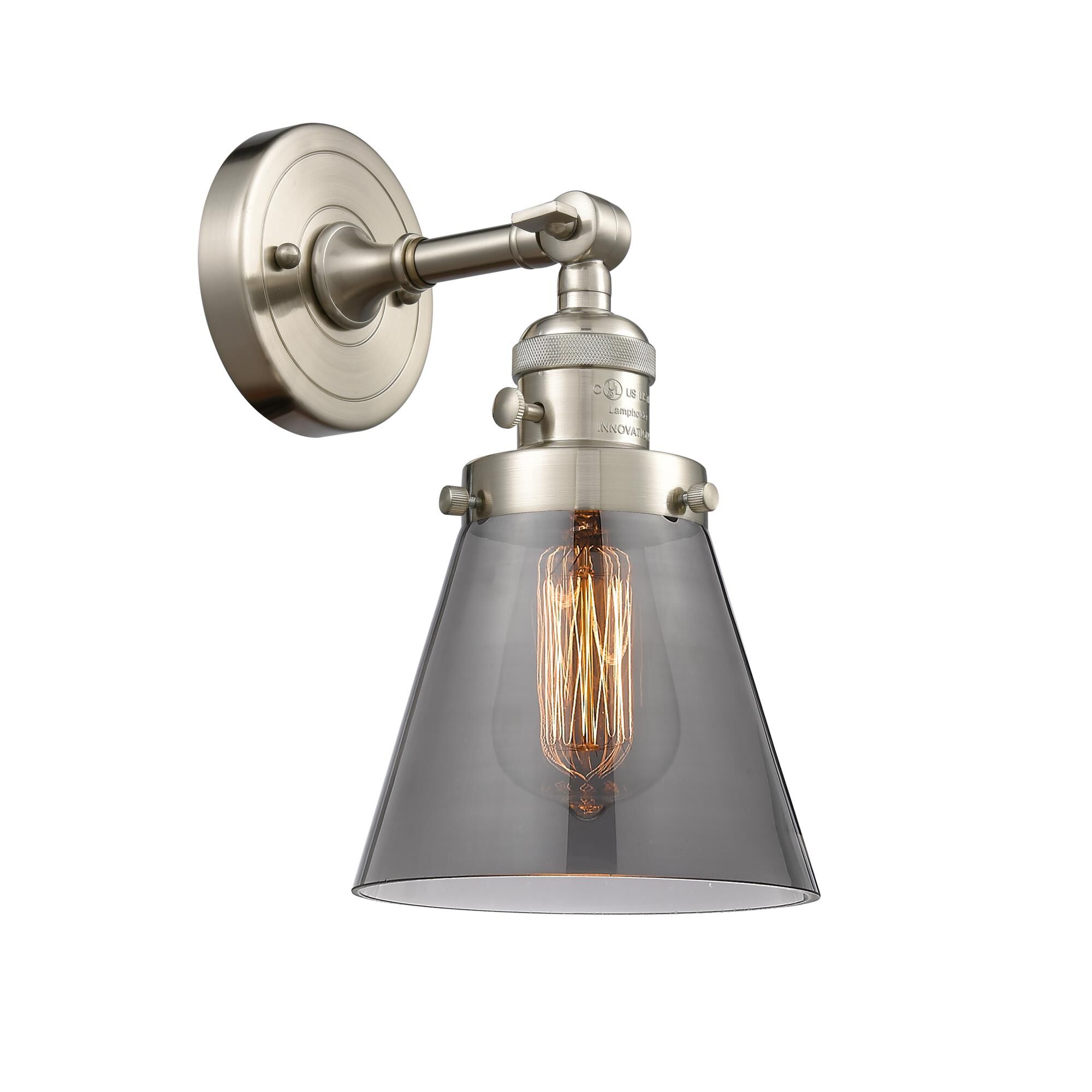 Shown in Brushed Satin Nickel finish and Smoked glass