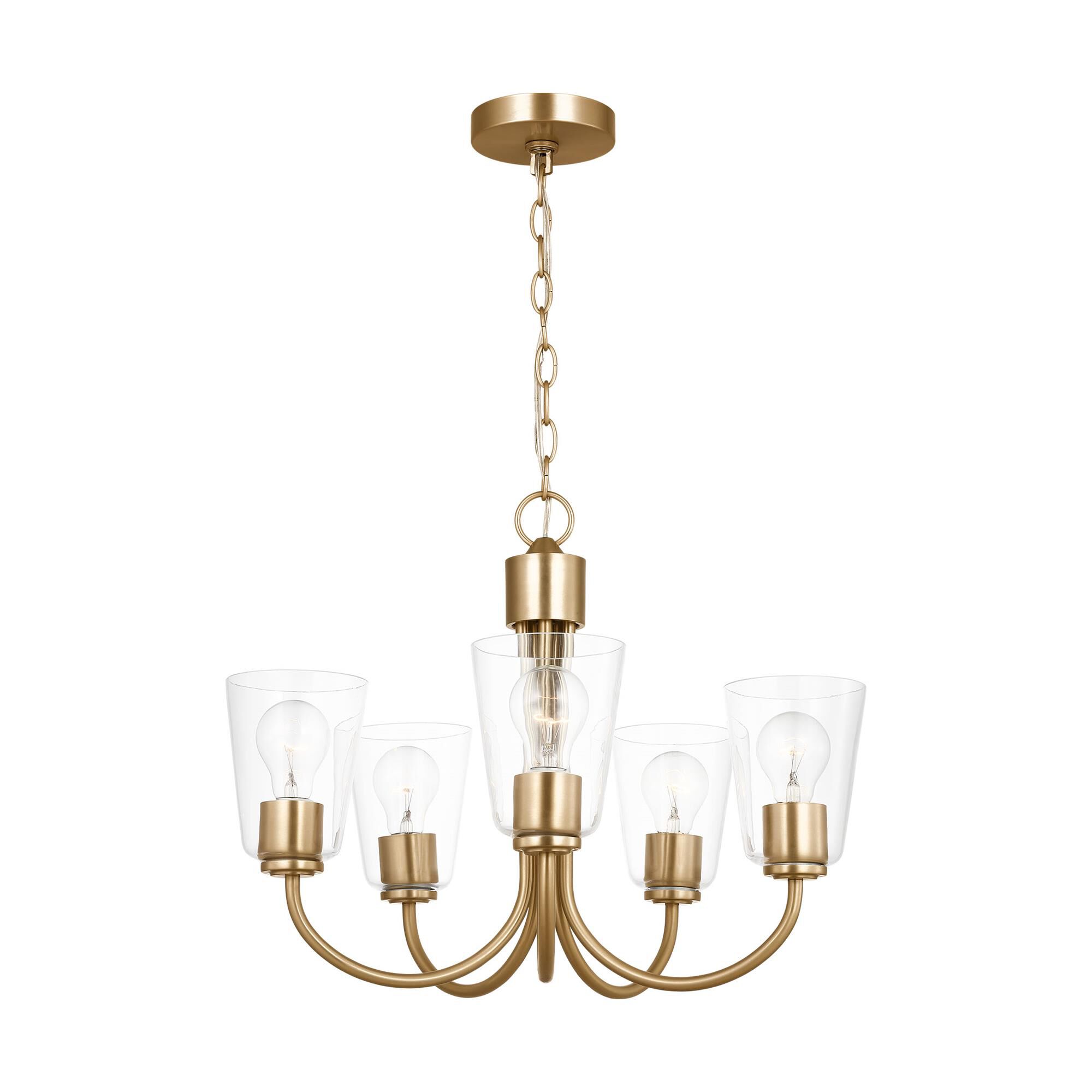 Shown in Satin Brass finish and Clear glass