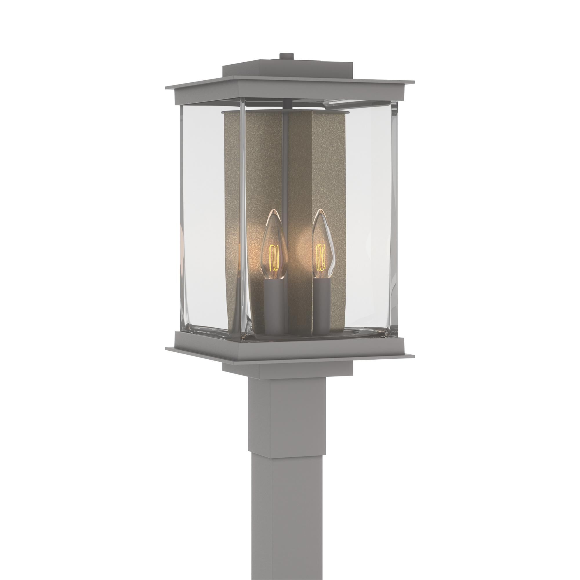 Shown in Coastal Burnished Steel finish and Clear glass and Translucent Soft Gold accent